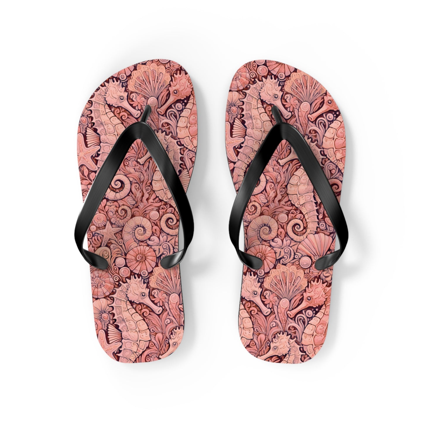 Flip Flops - Seahorses/Red