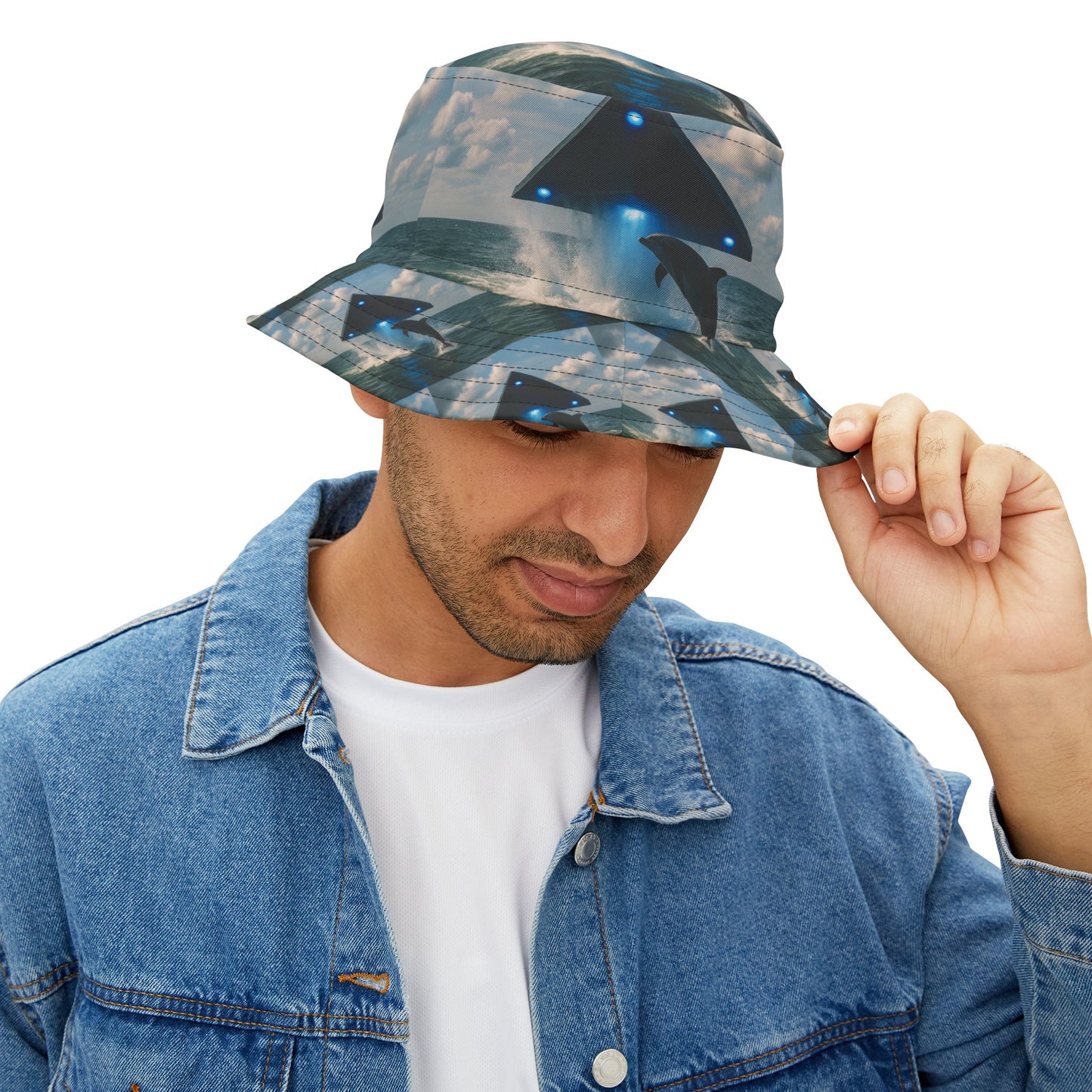 Tropical Polyester Bucket Hat, 2 Sizes - UFO and Dolphin