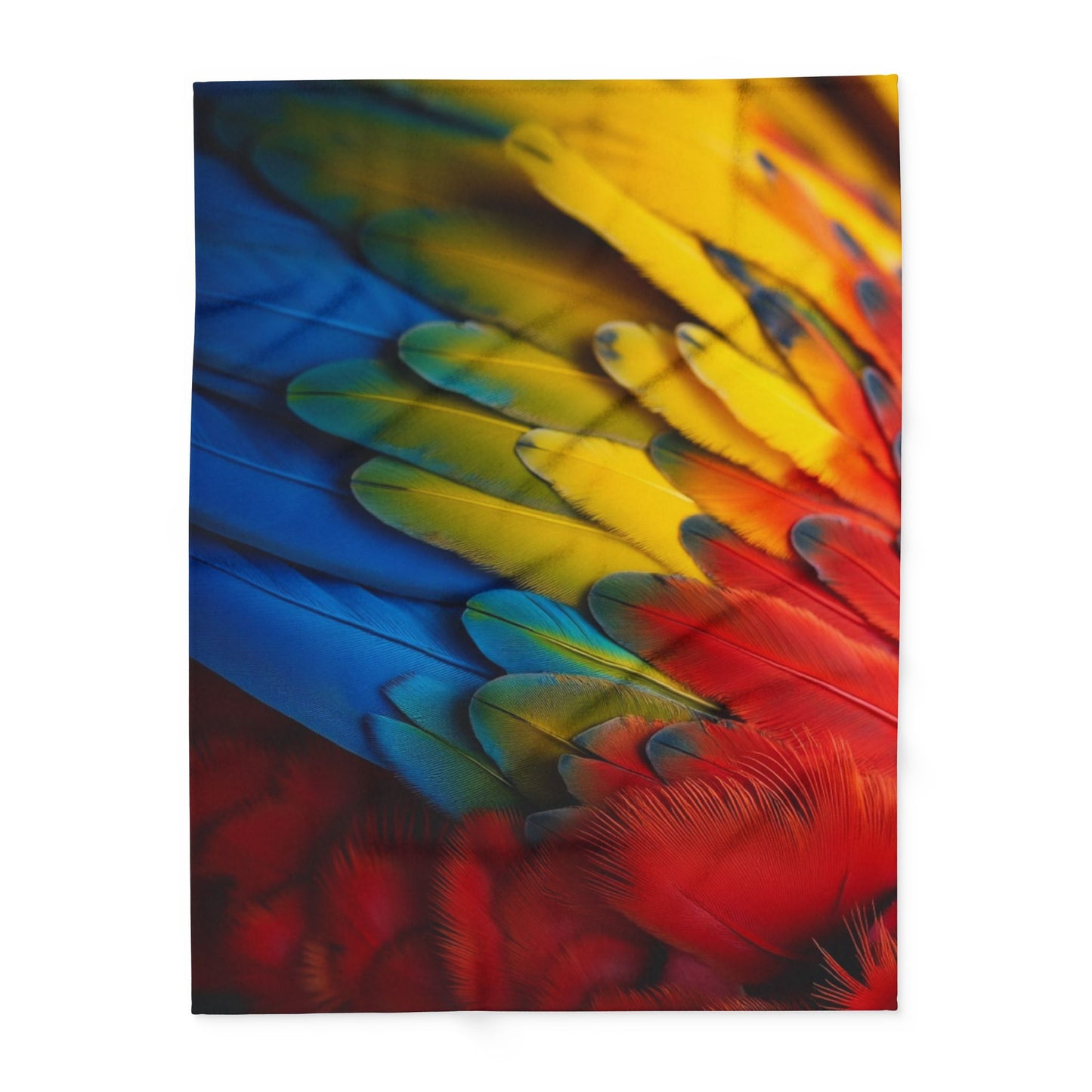 Macaw Parrot Feathers Fleece Blanket - Colorful Tropical Design