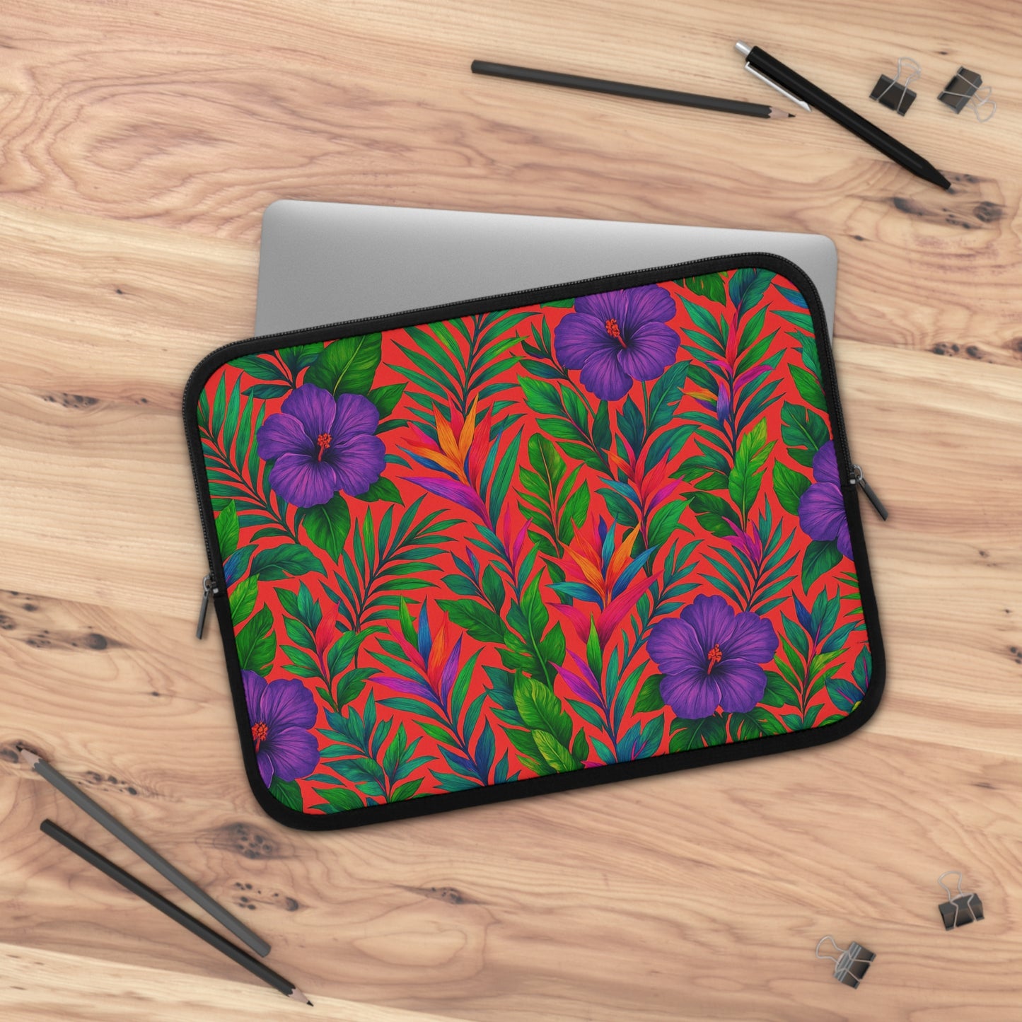 Tropical Laptop Sleeve, 5 Sizes - Perfect for Beach Lovers & Students / Midnight Flowers