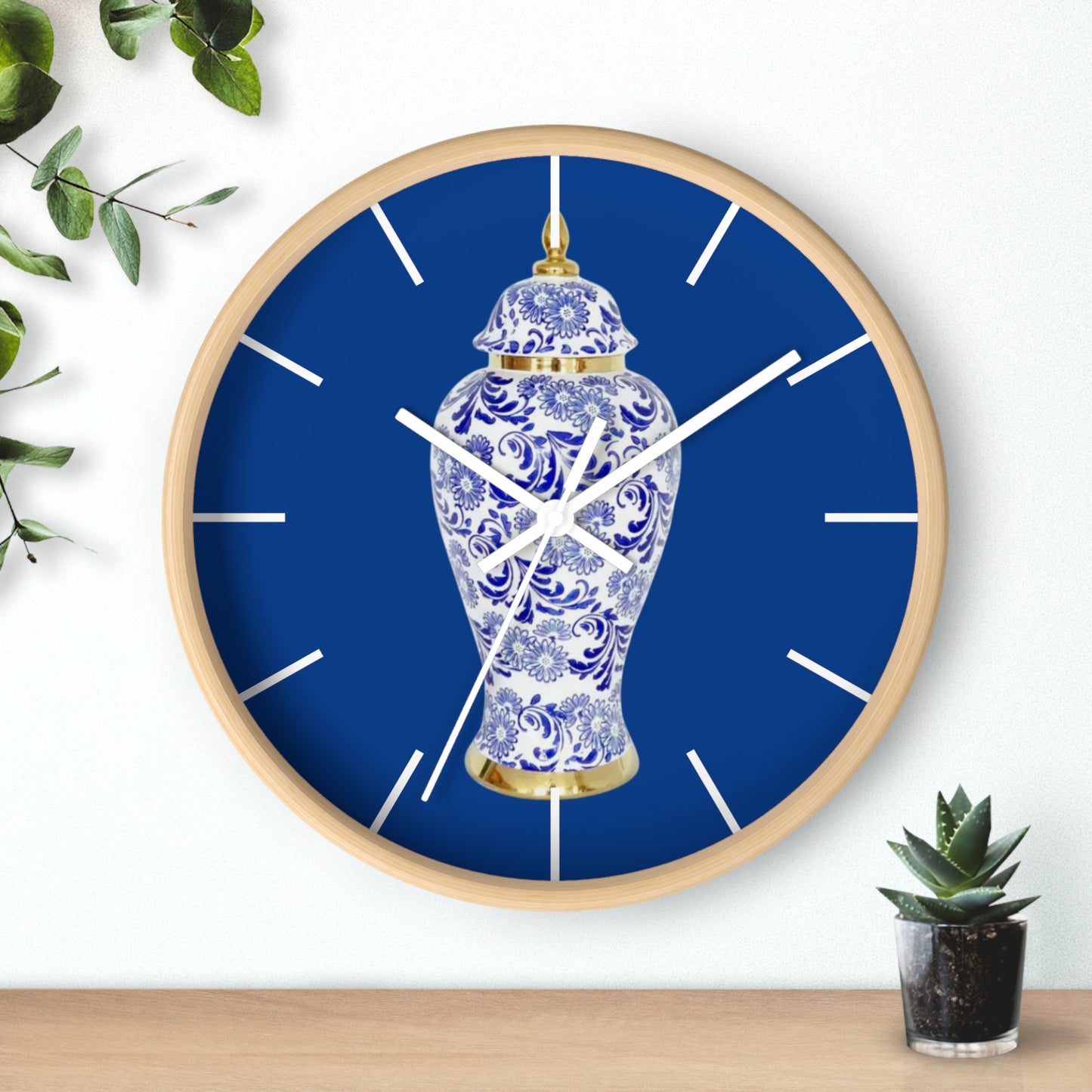 Wall Clock, Blue & White Ginger Jar, Hands/Base Variants