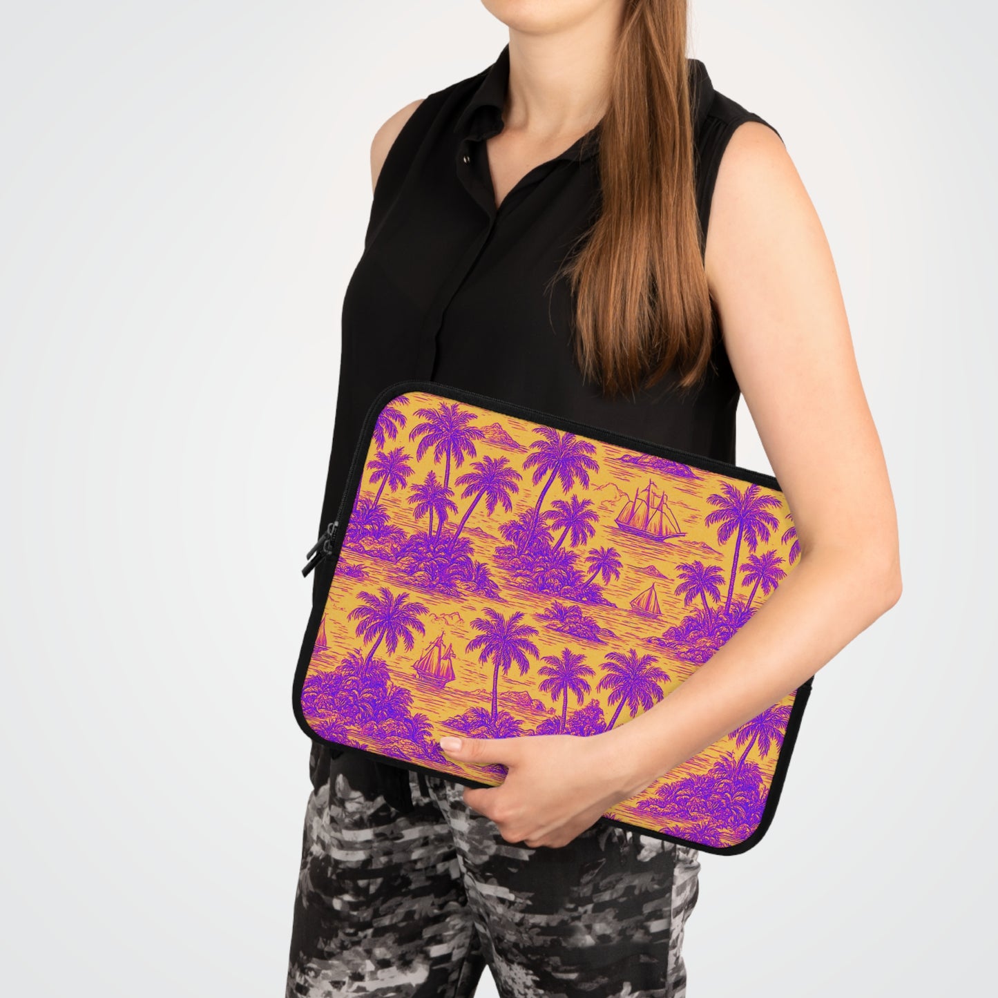 Tropical Laptop Sleeve, 5 Sizes - Perfect for Beach Lovers & Students / Faraway Toile, Pop