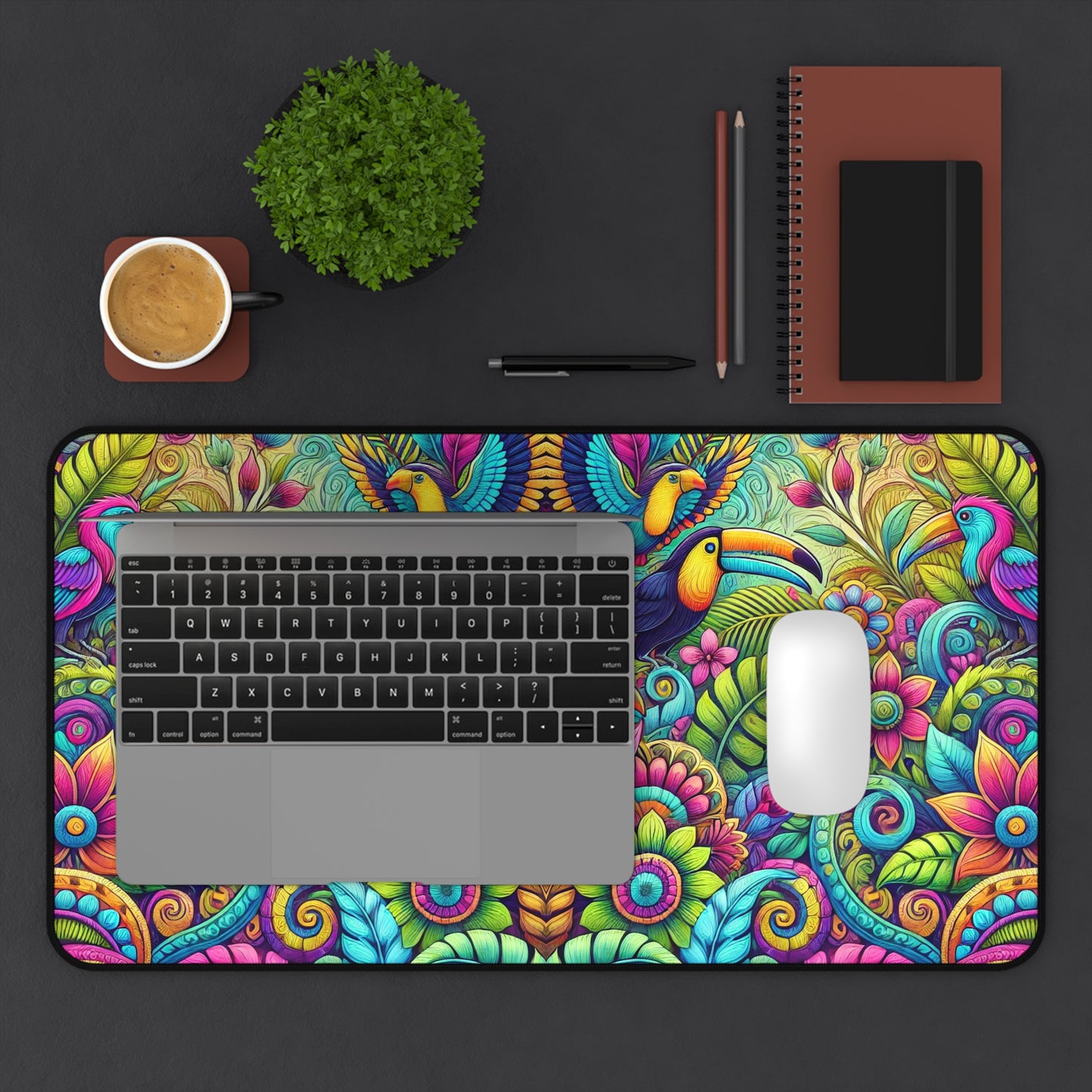 Tropical Mouse Pad/Desk Mat, 3 Sizes - Perfect for Home Office / Colorful Rainforest Parrots