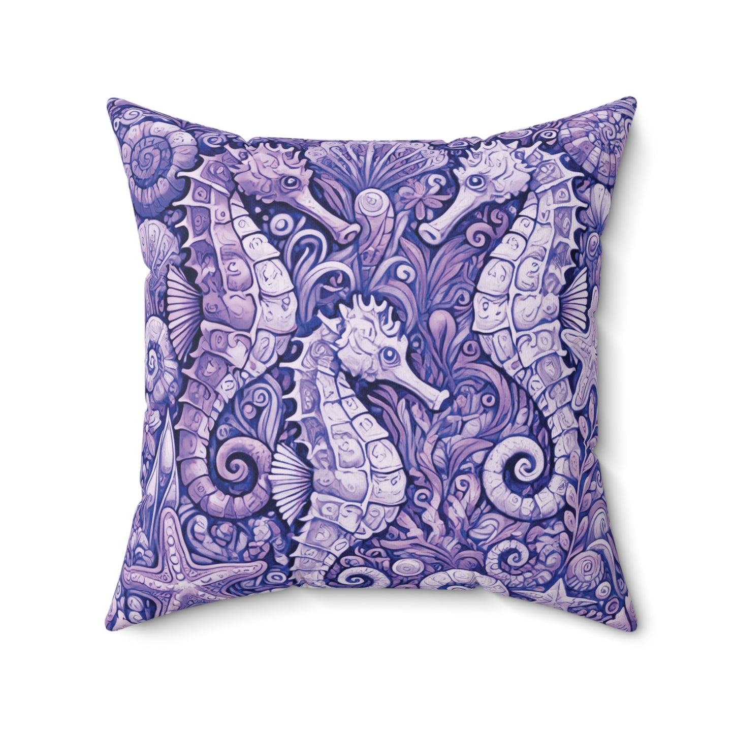 Decorative Pillow - Accent Cushion, 4 Sizes / Seahorse Trio, Amethyst