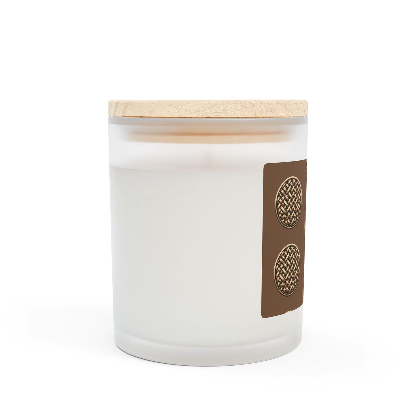 Frosted Glass Candle, 11oz - Brown Wicker Button