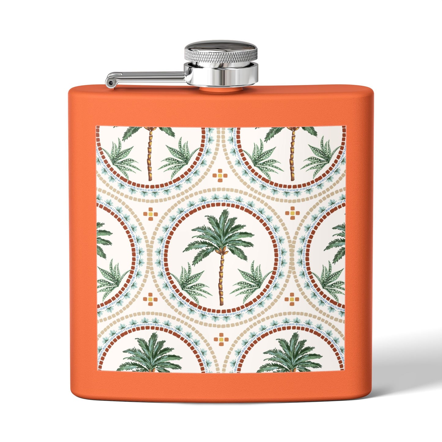 Tropical Stainless Steel 6 oz. Flask, Many Colors  – Mosaic Palms