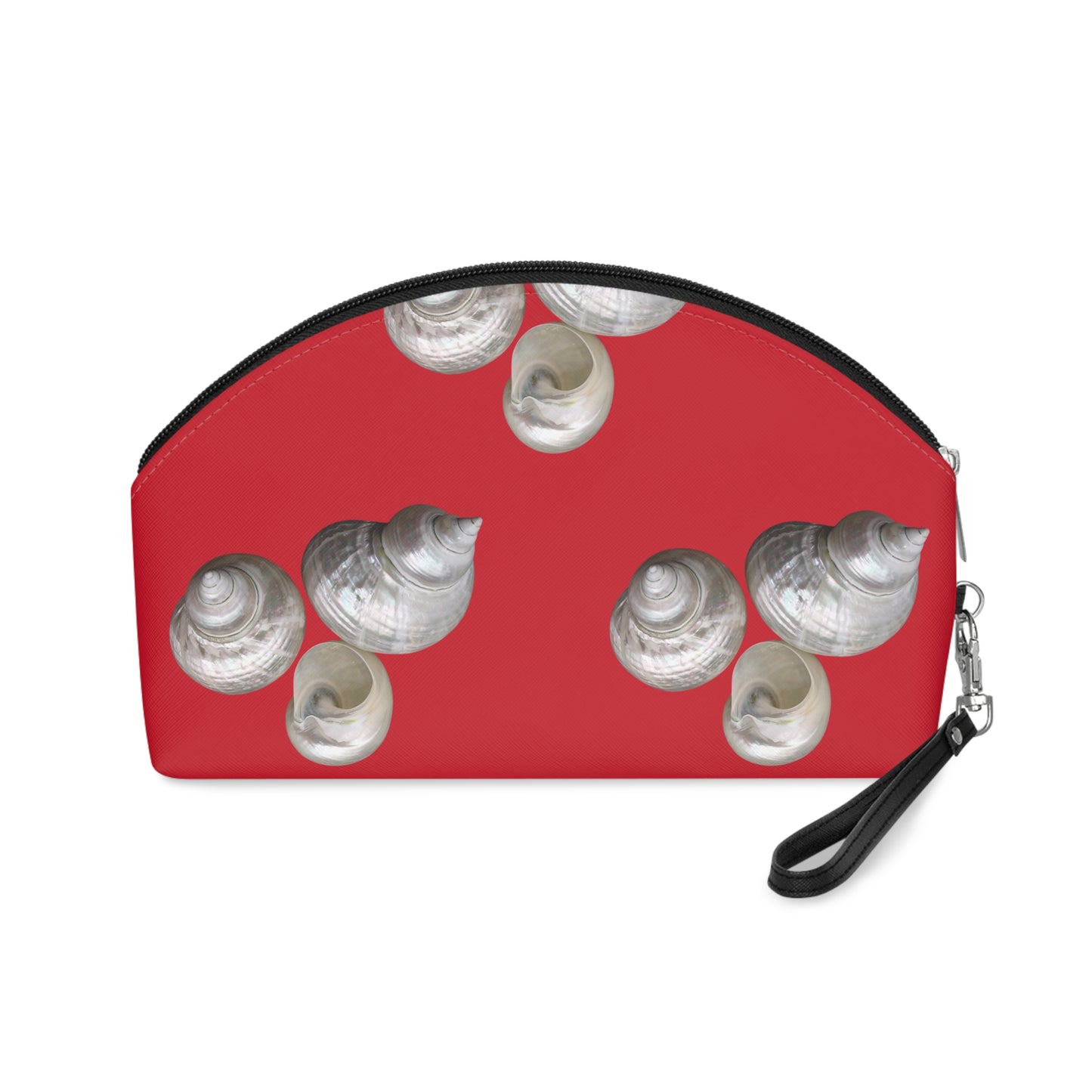 Makeup Bag - White Nautilus Trio, dark red