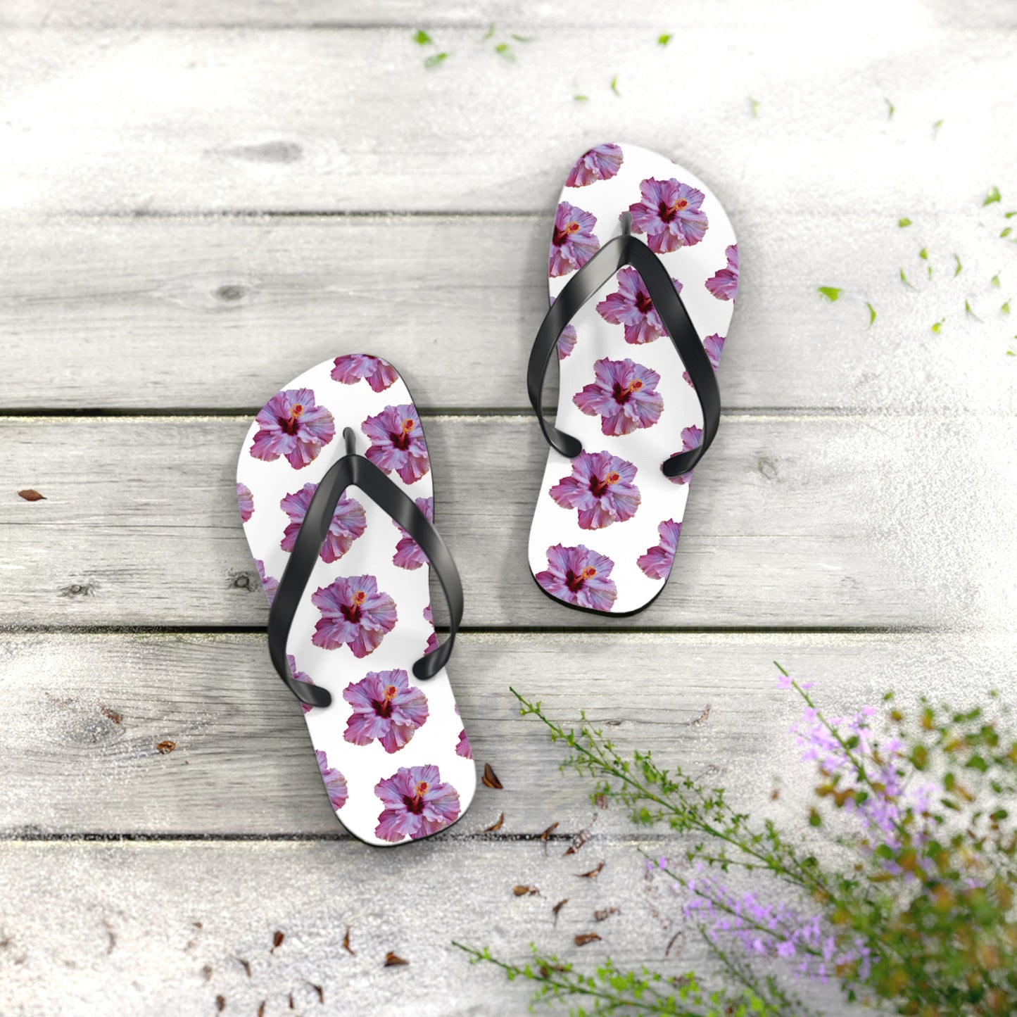 Flip Flops - Purple Hibiscus