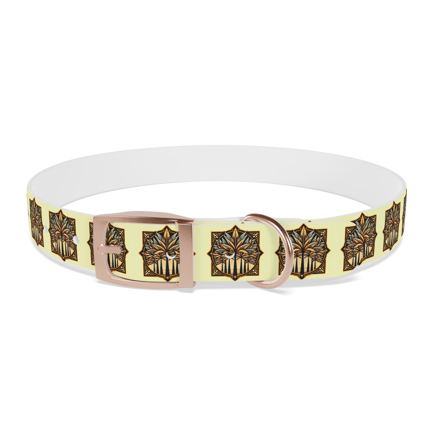 Dog Collar - Deco Palm Trees, Buttercream