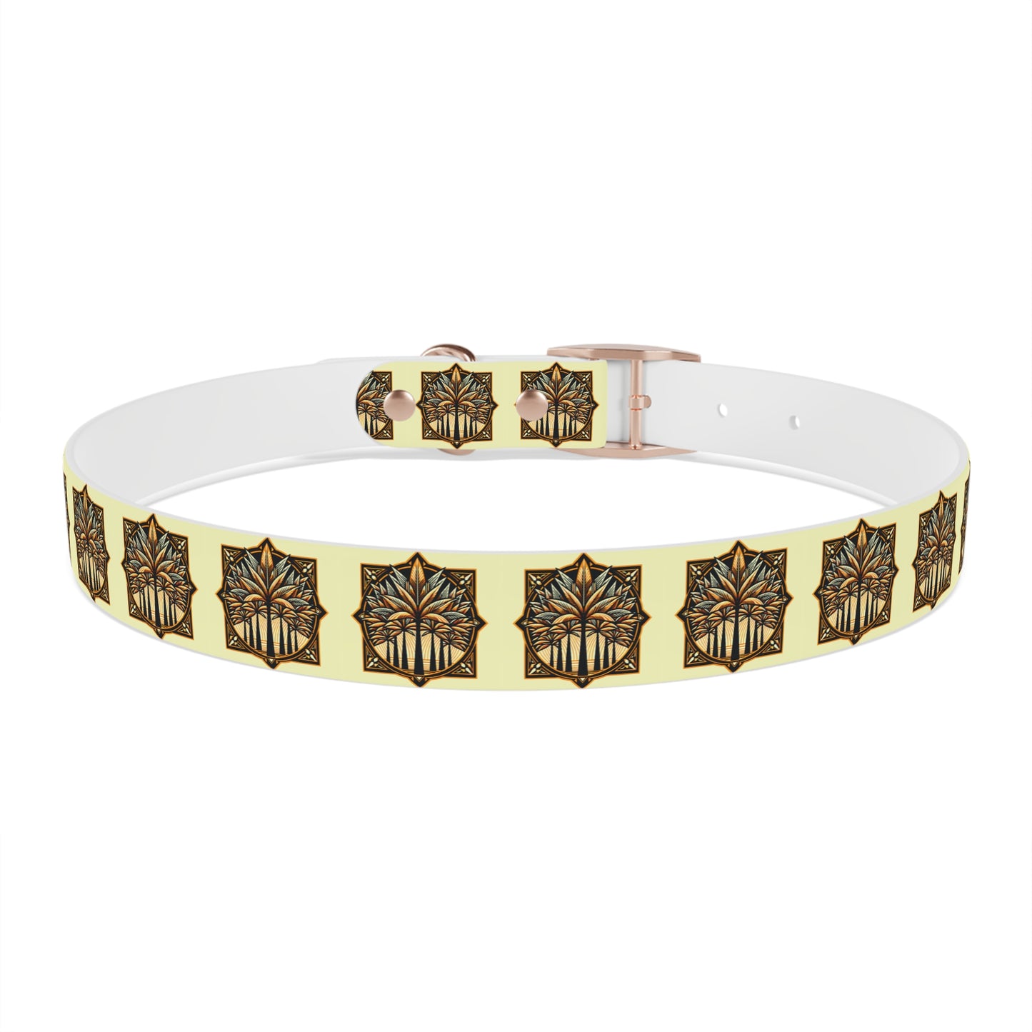 Dog Collar - Deco Palm Trees, Buttercream