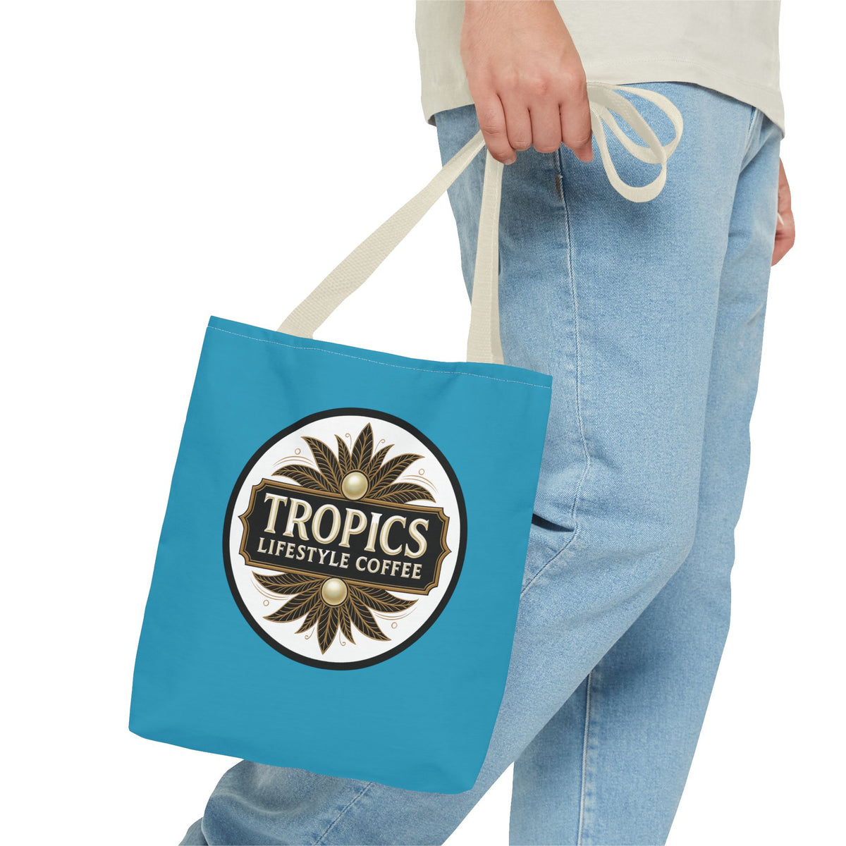 Tropics Lifestyle Coffee Tote Bag - 3 Sizes / Turquoise
