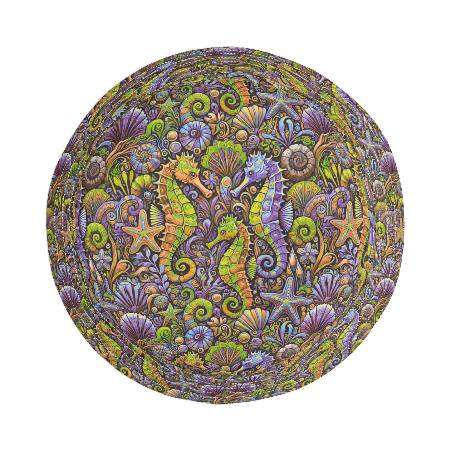 Tropical Polyester Bucket Hat, 2 Sizes - Seahorses Purple