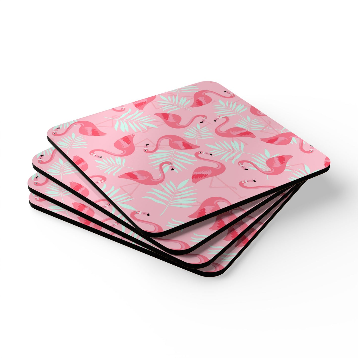 Coaster Set - Flamingo and White Palms