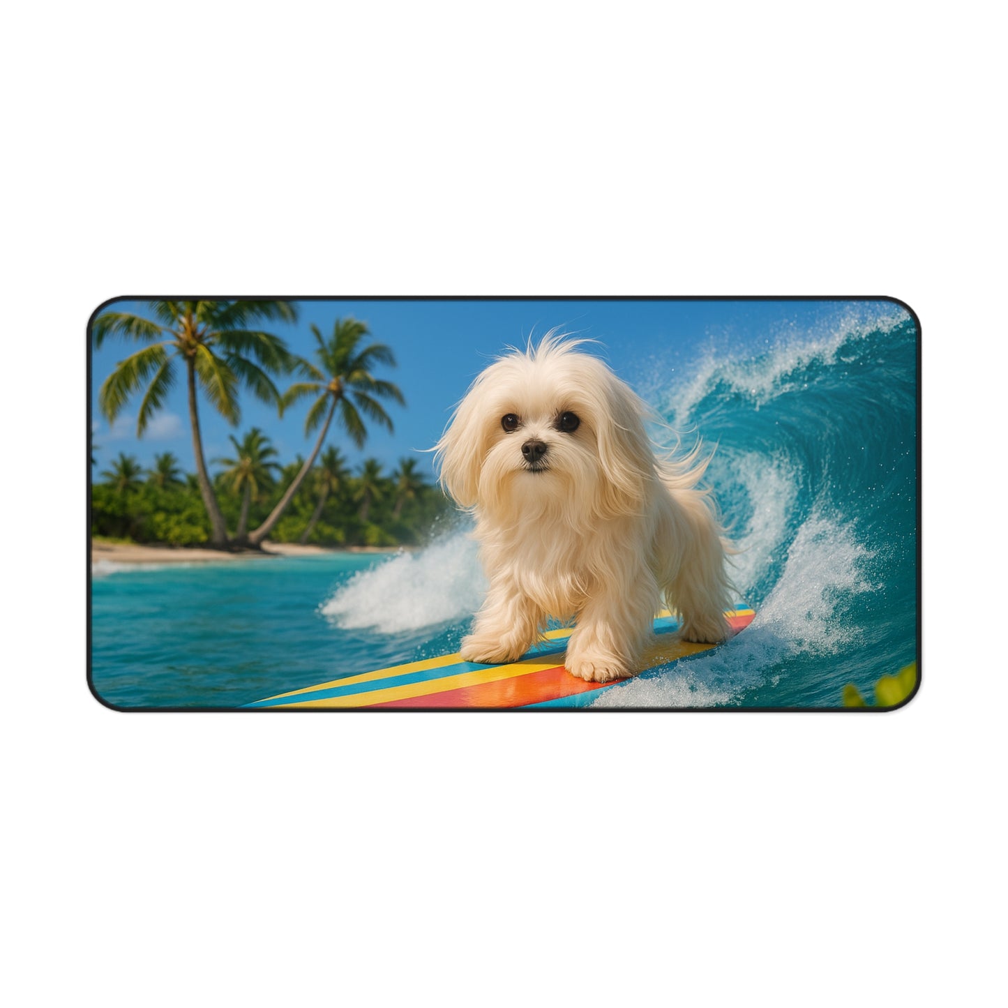 Tropical Mouse Pad/Desk Mat, 3 Sizes - Perfect for Home Office - Puppy Ariel the Dog Surfer