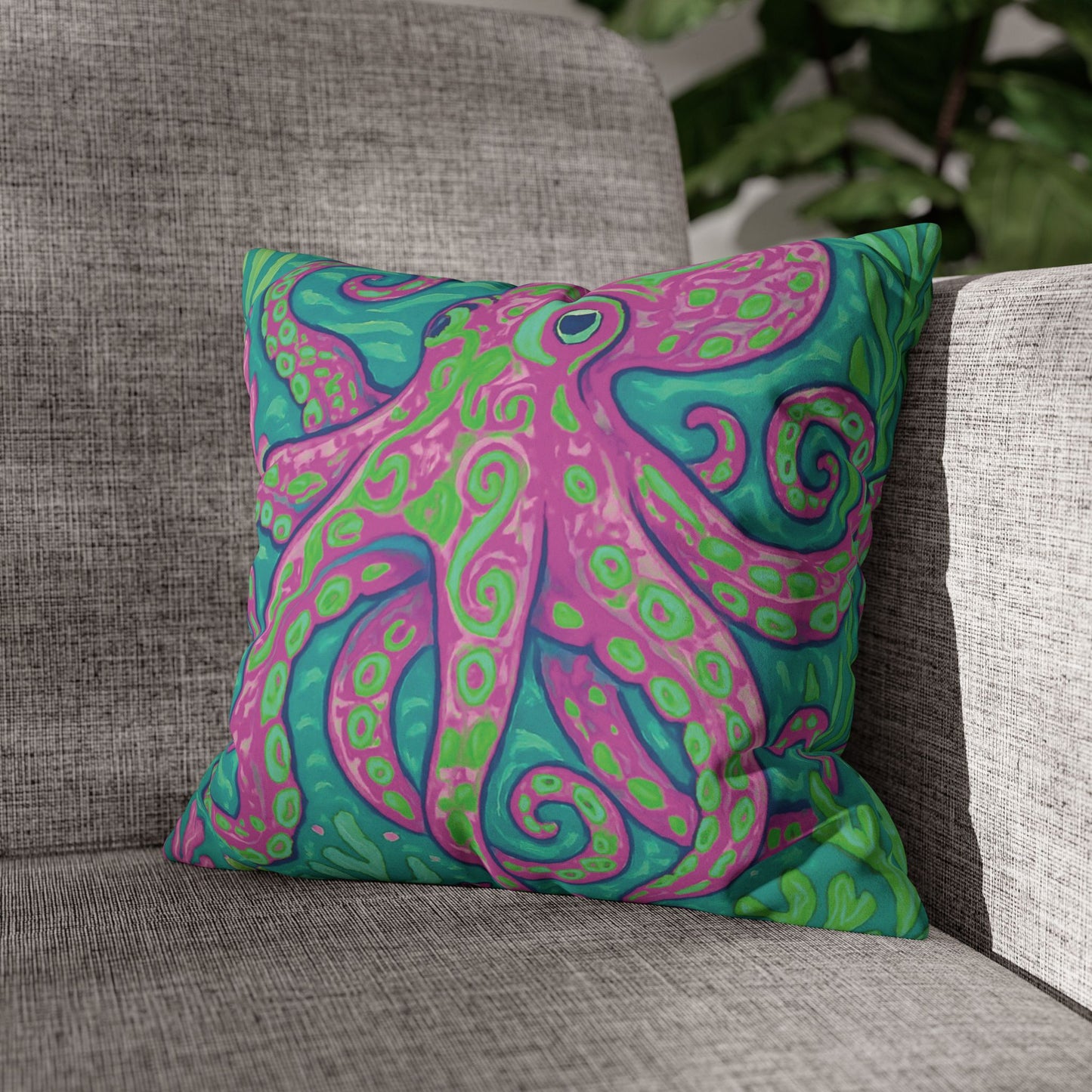 Faux Suede Square Pillowcase - Purple Kraken Joe