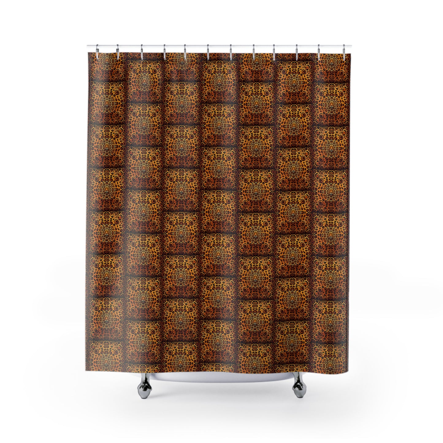 Tropical Shower Curtain - Rainforest Bathroom Decor / Kaleido Jaguar Spots