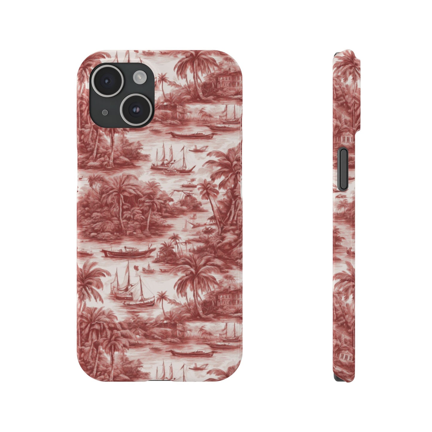 Slim Phone Cases - Tropical Toile #1, russet