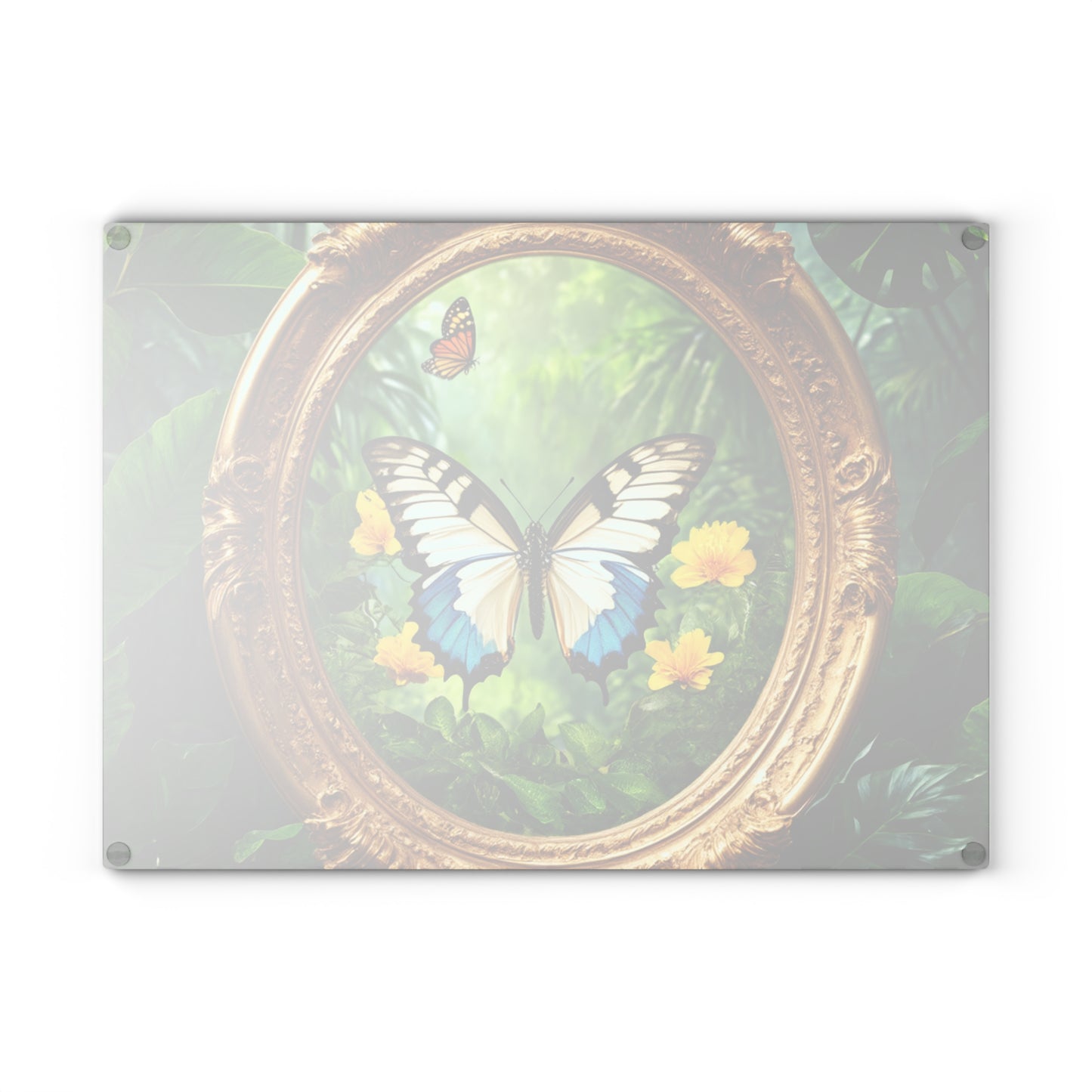 Glass Cutting Board, 2 sizes - Framed Swallowtail