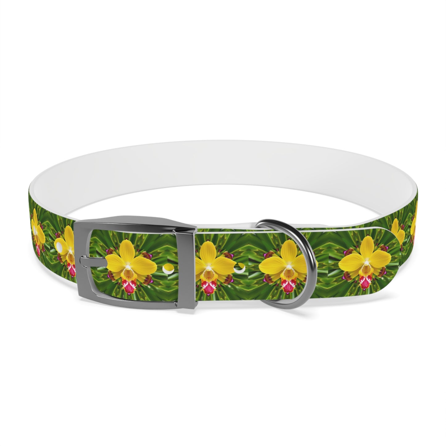 Dog Collar - Yellow Orchid Kaleidoscope