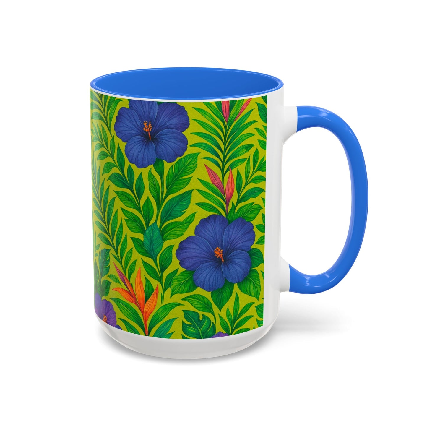Vibrant Floral Coffee Mug - 11oz & 15oz / Midnight Flower Lime