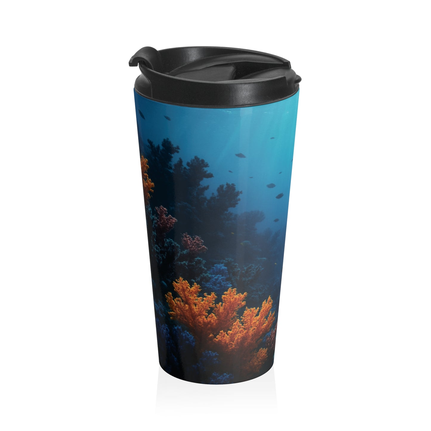 Copy of 15 oz. Stainless Steel Travel Mug / Parrot Tiki on Beach