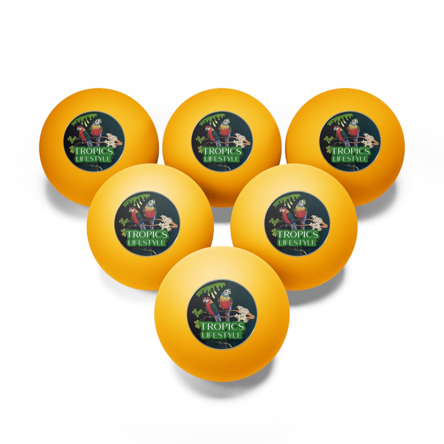 Tropical Paradise Ping Pong Balls - 6 Pack with Mid-Century Octopus/Orange