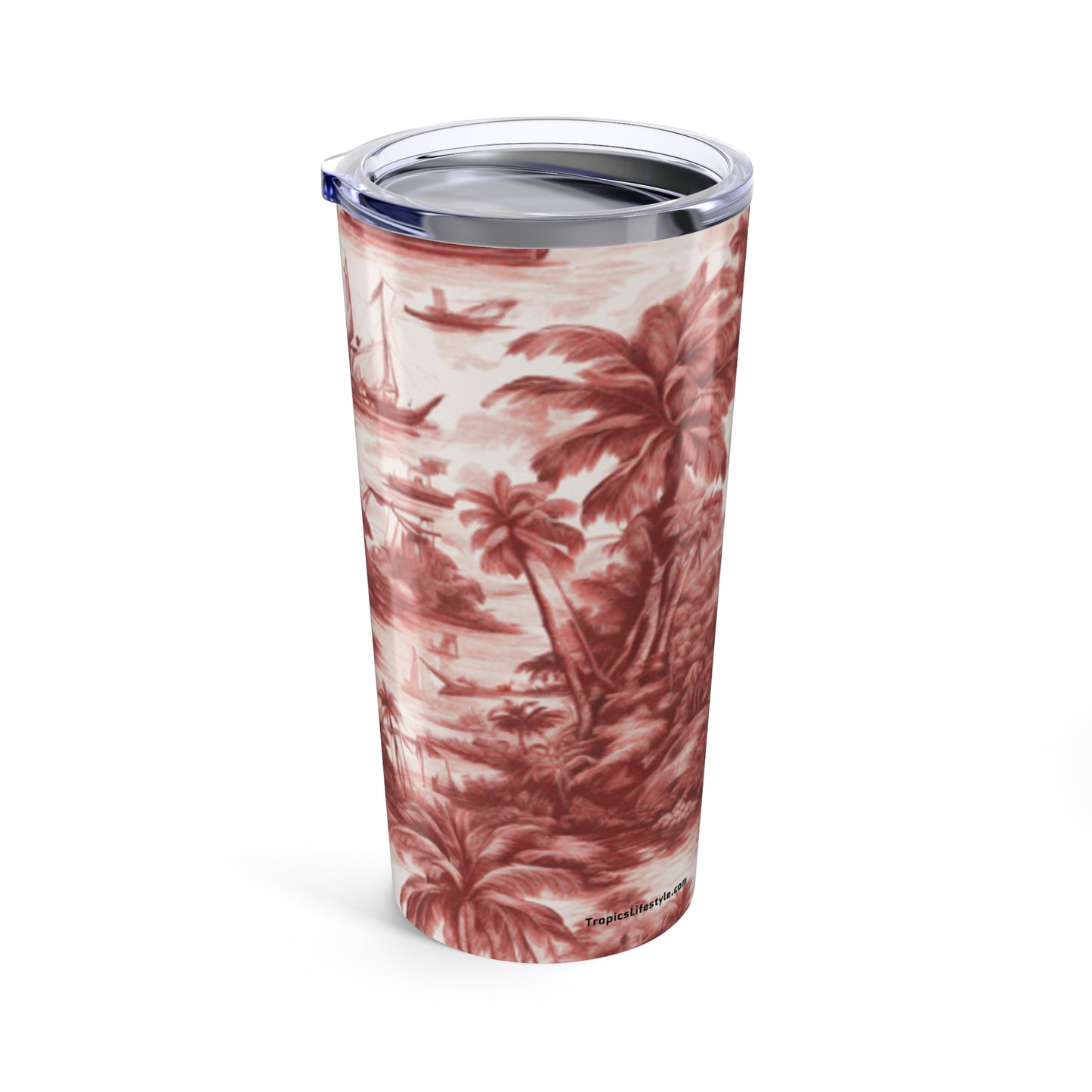 20oz Tropical Glossy Tumbler - Tropical Toile, Russet