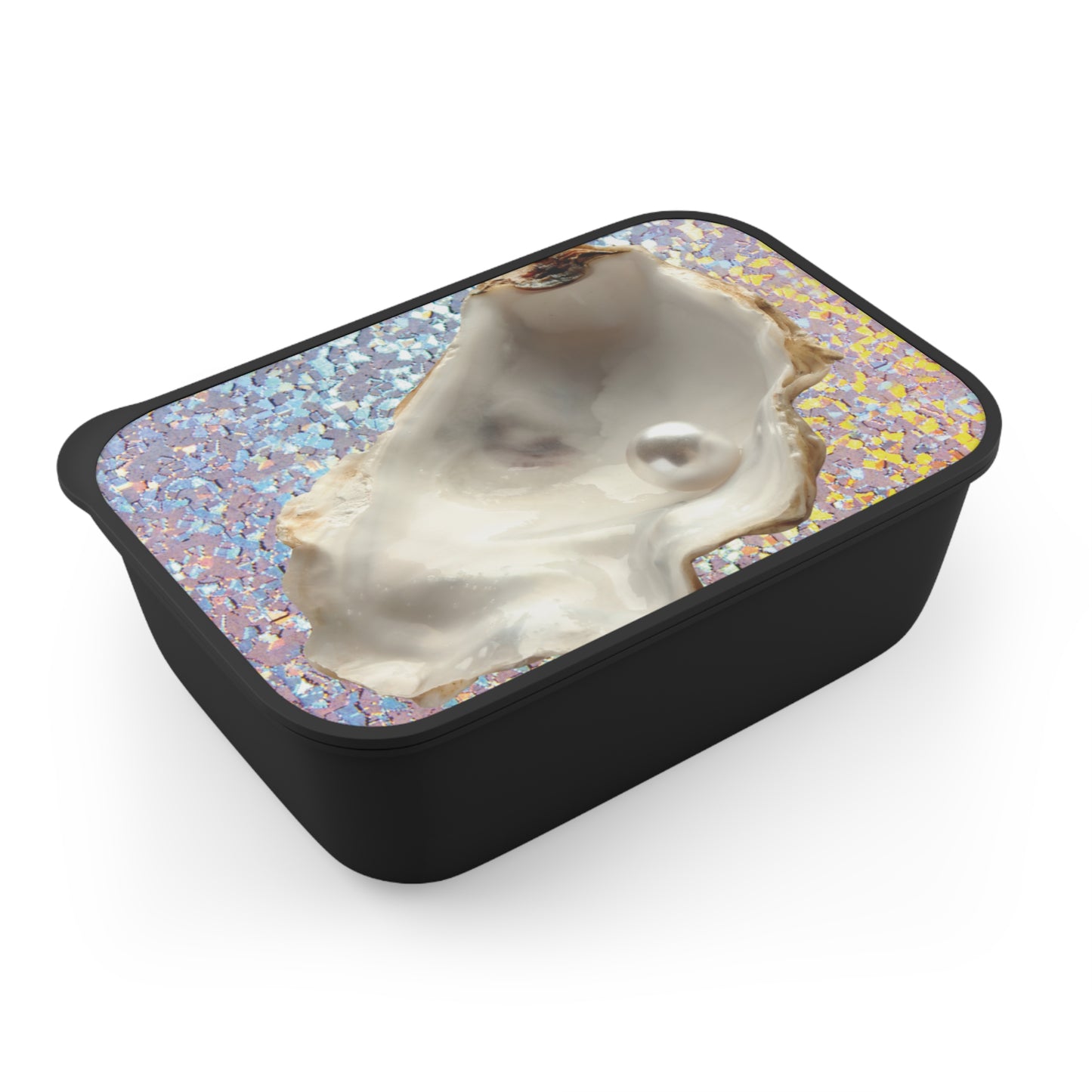 Bento Box with Utensils - Disco White Pearl Oyster