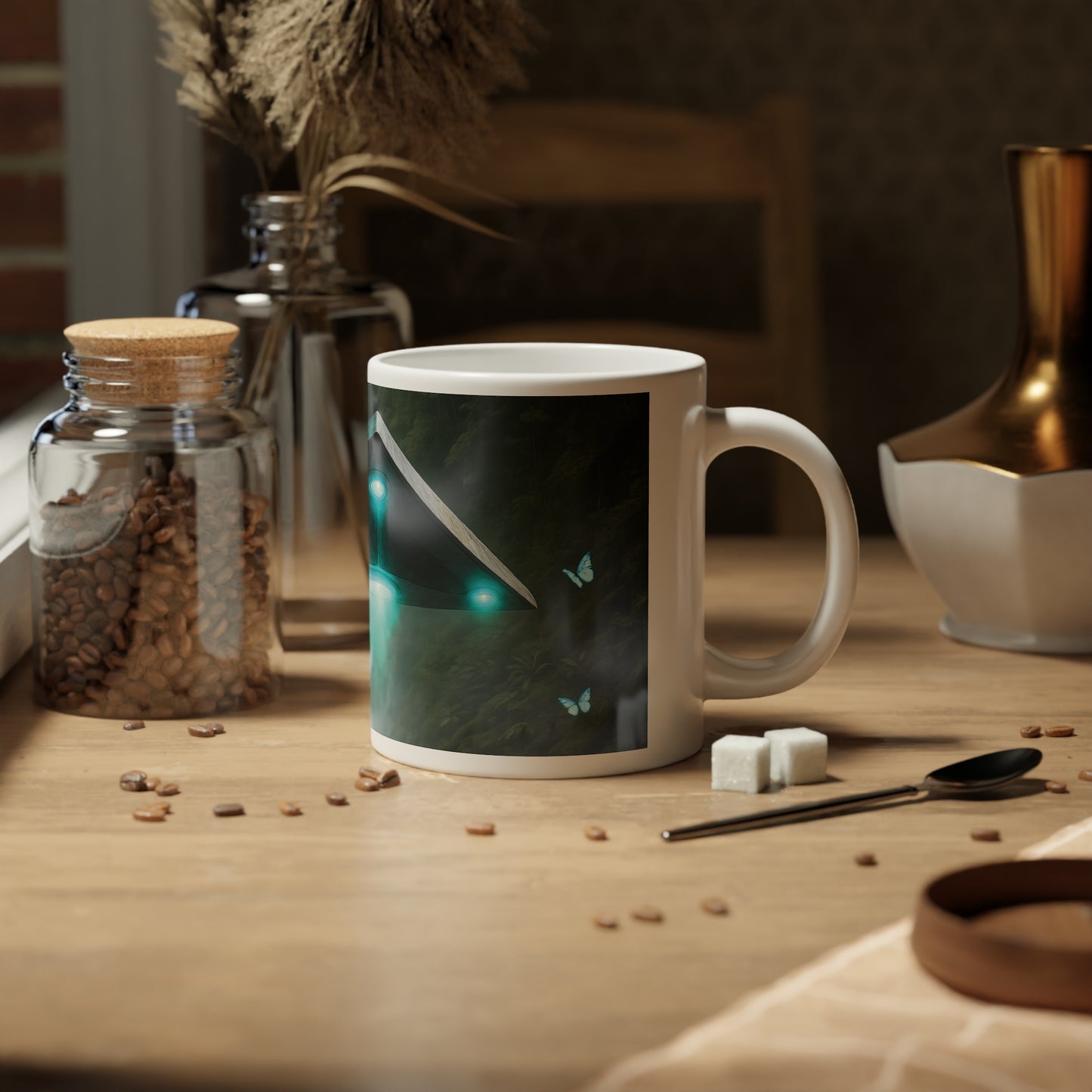 Jumbo Mug, 20oz, UFO and Waterfall | Tropical Coffee Cup