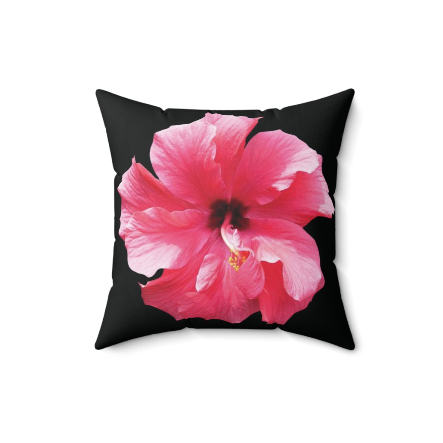 Decorative Pillow - Accent Cushion, 4 Sizes / Photo Pink Hibiscus, Black