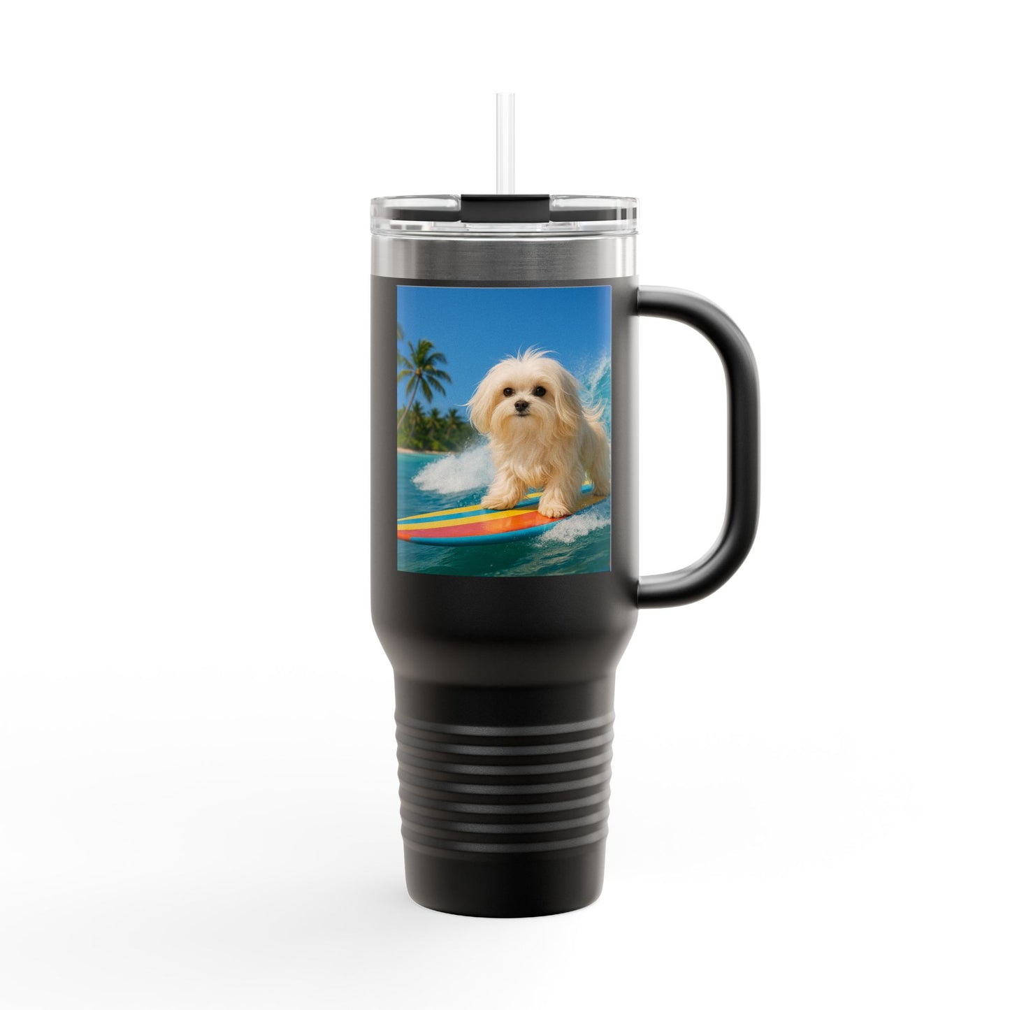 Puppy Ariel the Dog Surfer Insulated Travel Mug - 40oz - Perfect for Outdoor Adventures