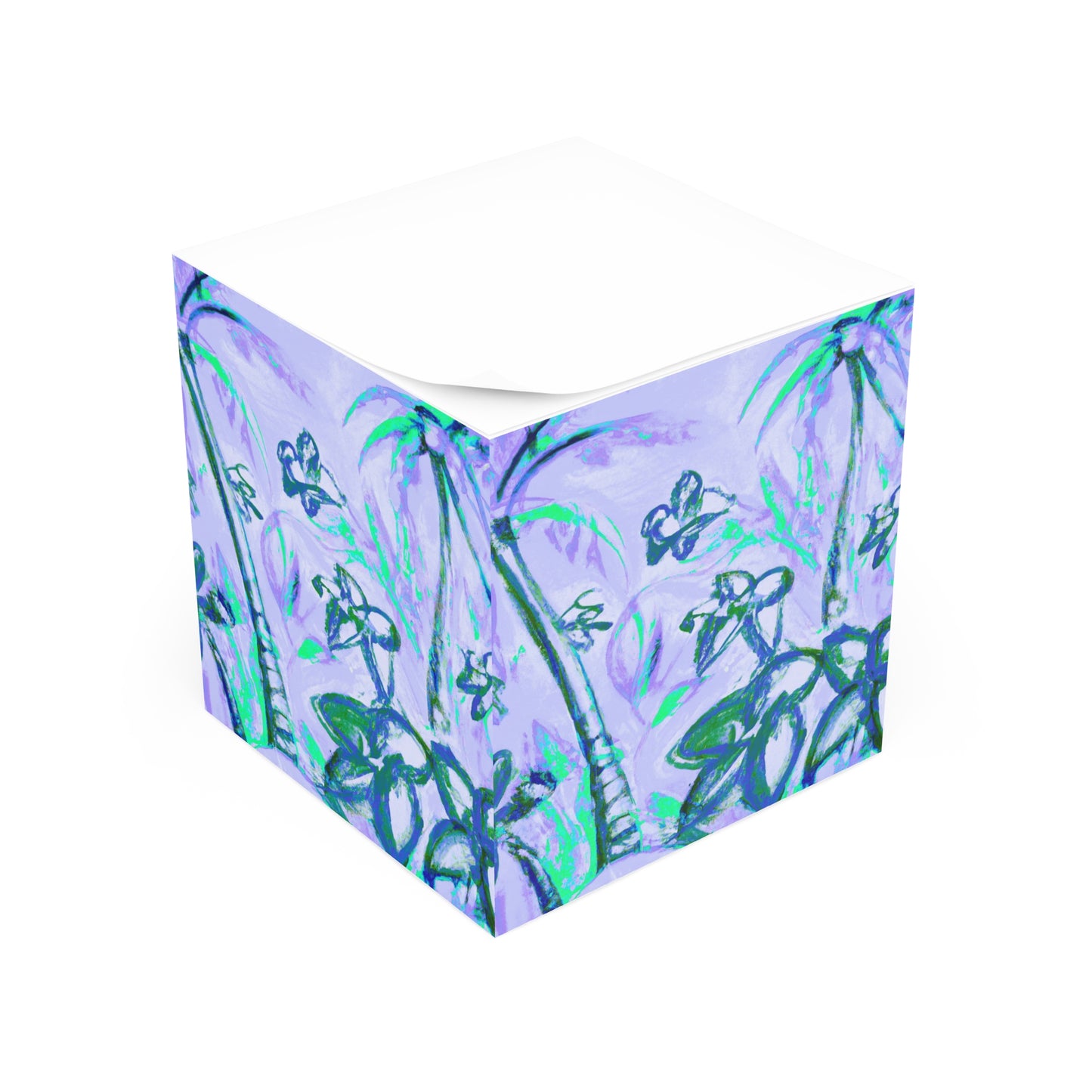 Note Cube - Tropical Doodles, Lilac