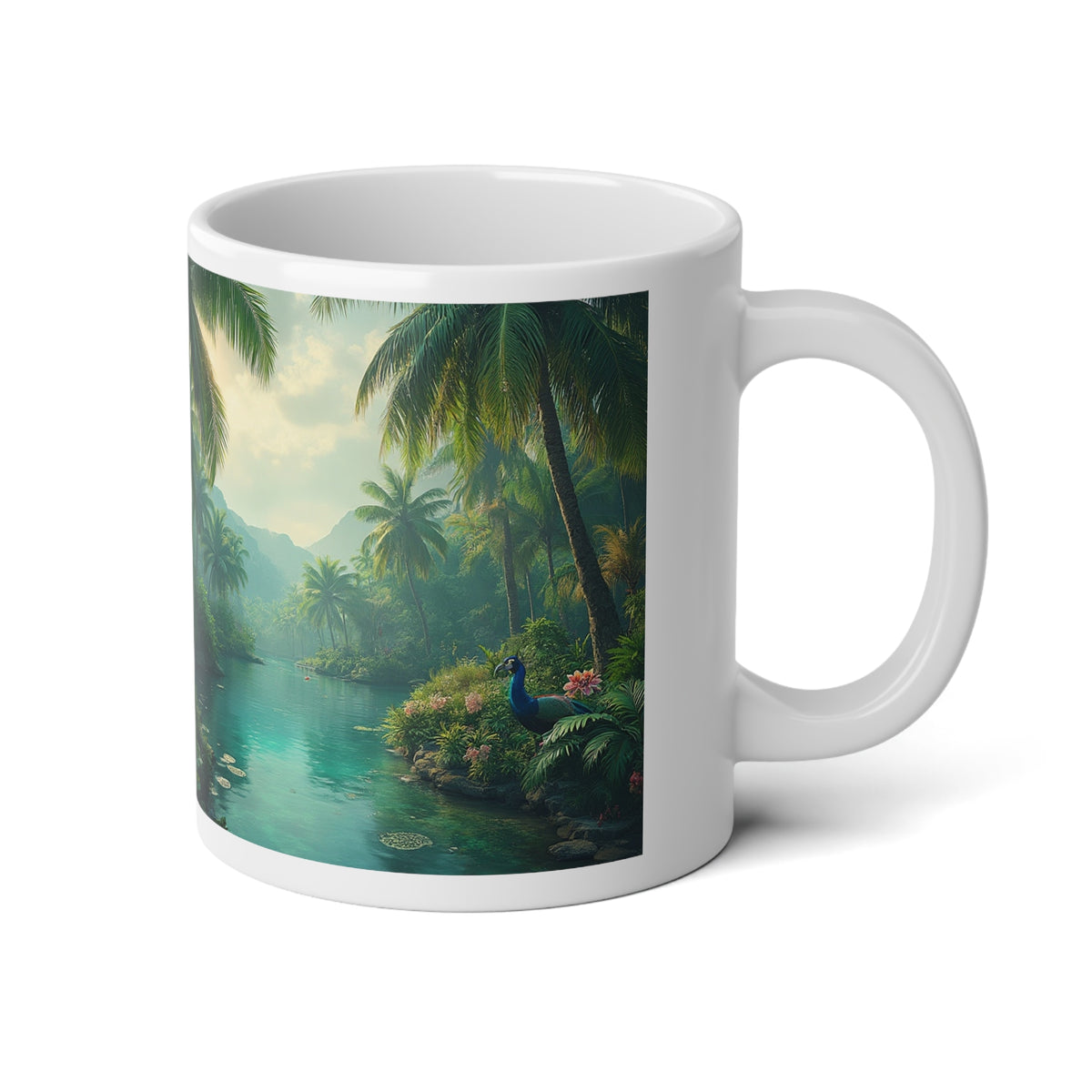 Jumbo Mug, 20oz, Restful Peacock | Tropical Coffee Cup