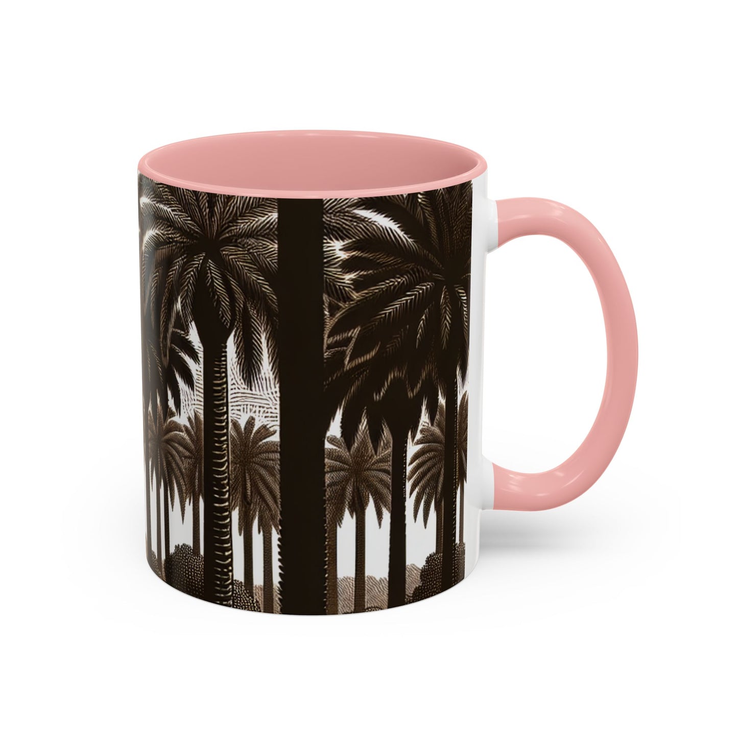 Accent Coffee Mug (11, 15oz) - Woodcut Palm Grove