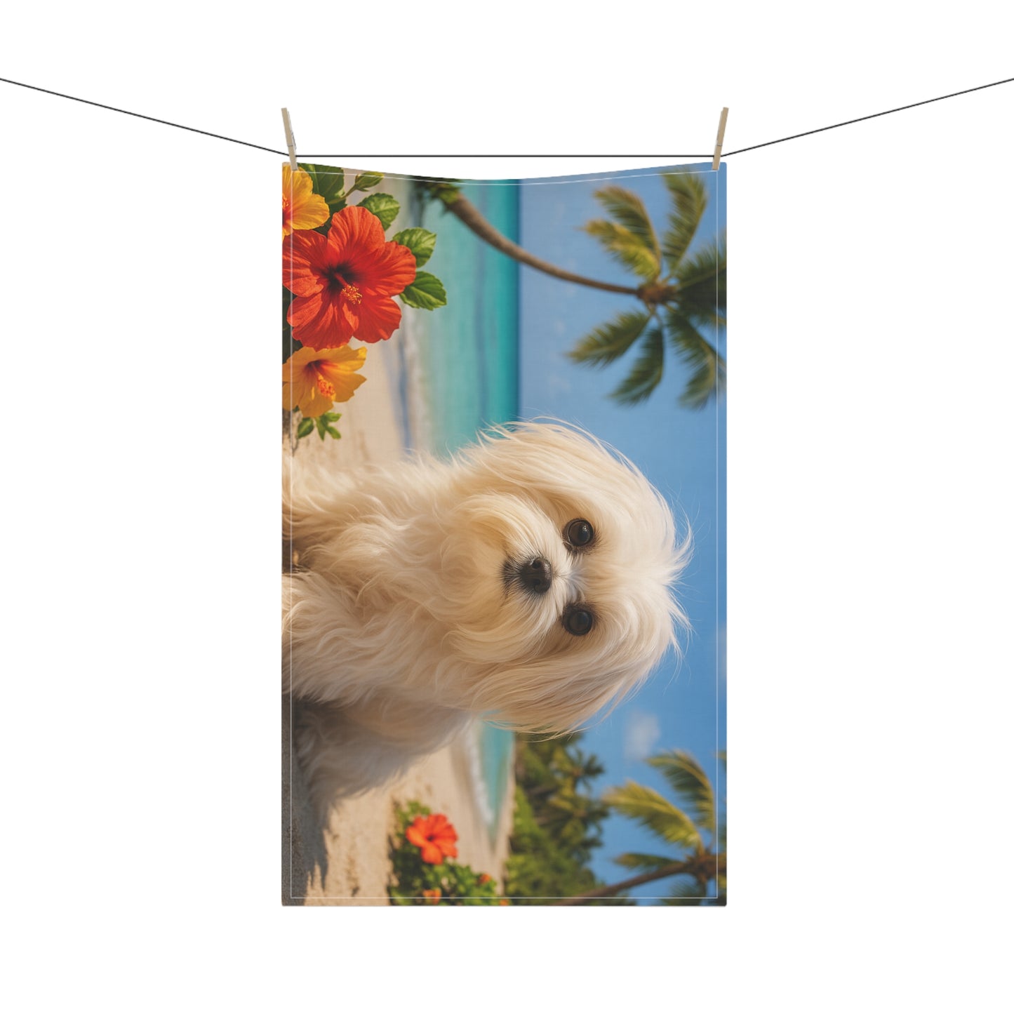 Tea Towels (cotton, poly) - Tropical Puppy Ariel
