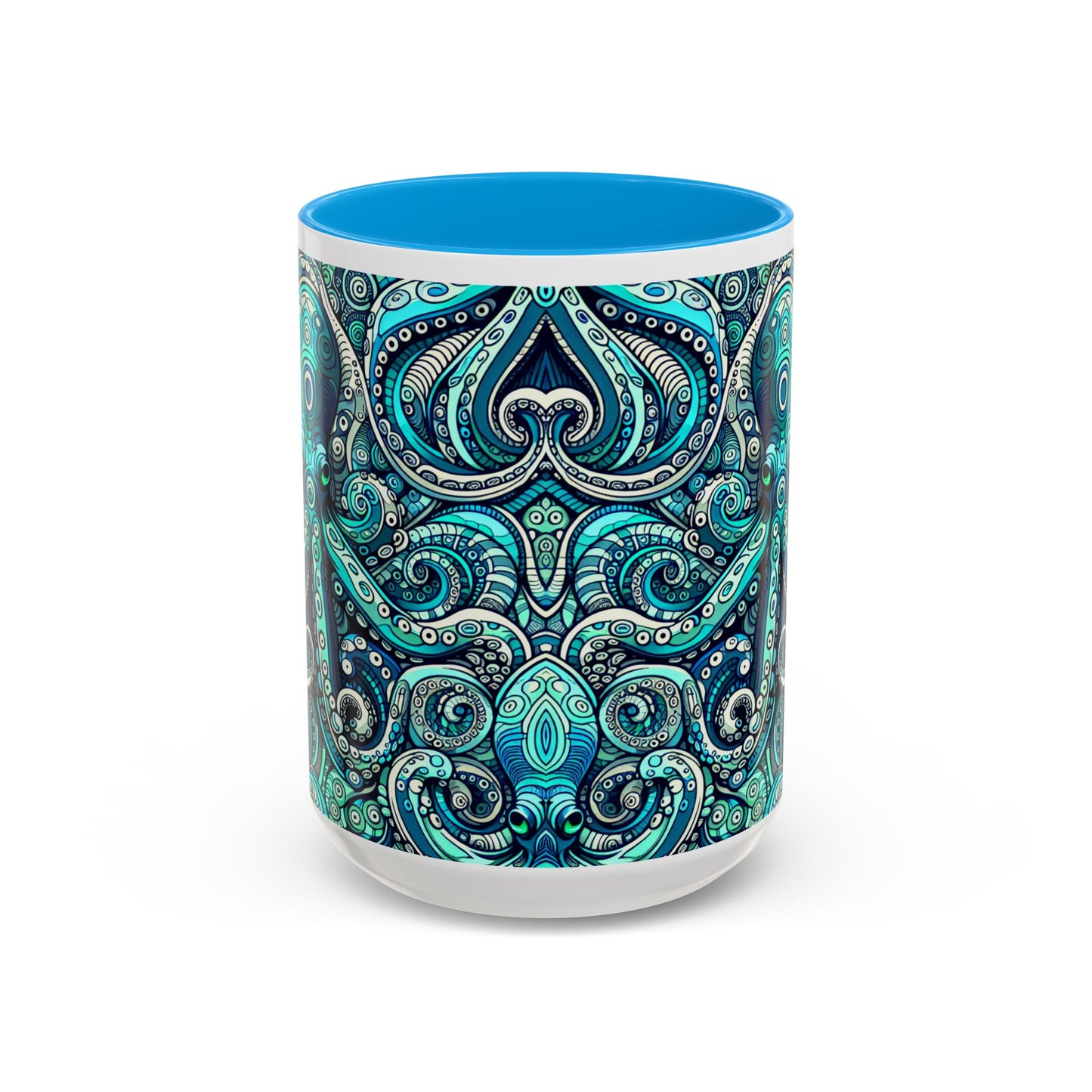 Accent Color Coffee Mug, Many Colors - 11oz & 15oz / Aqua Octopus