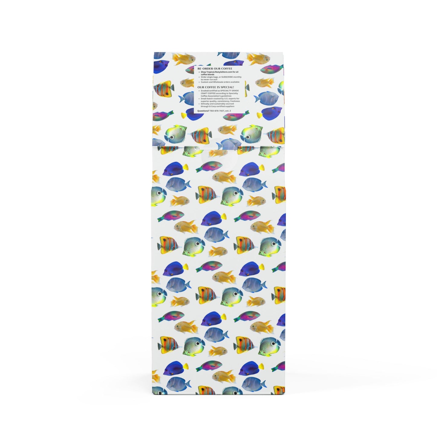 Beach Sunrise Blend™ (Light Roast) Specialty Grade Craft Coffee / School of Fish, White