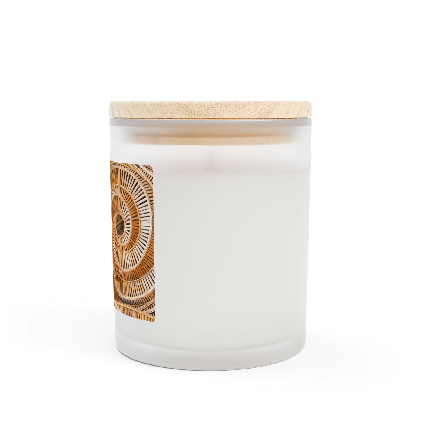 Frosted Glass Candle, 11oz - Natural Bamboo Spiral