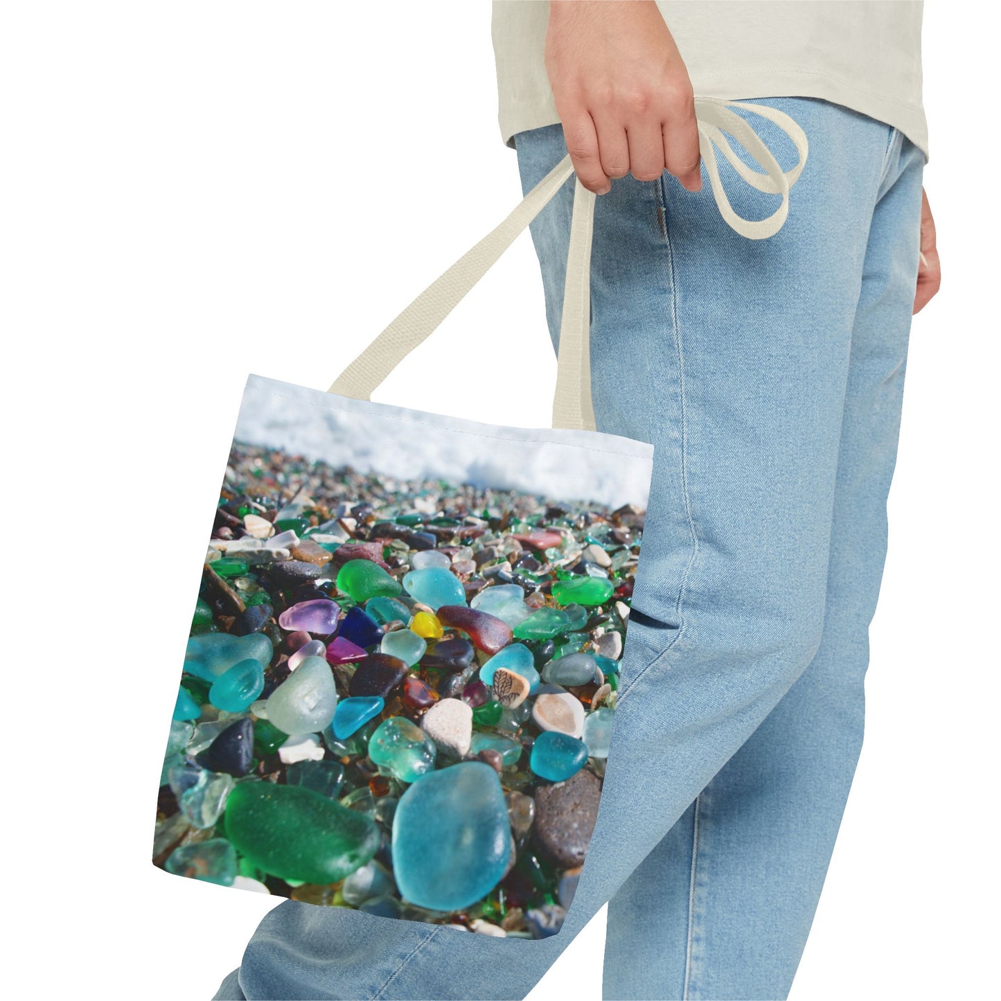 Beach Glass Tote Bag - Colorful Coastal Design, 3 Sizes