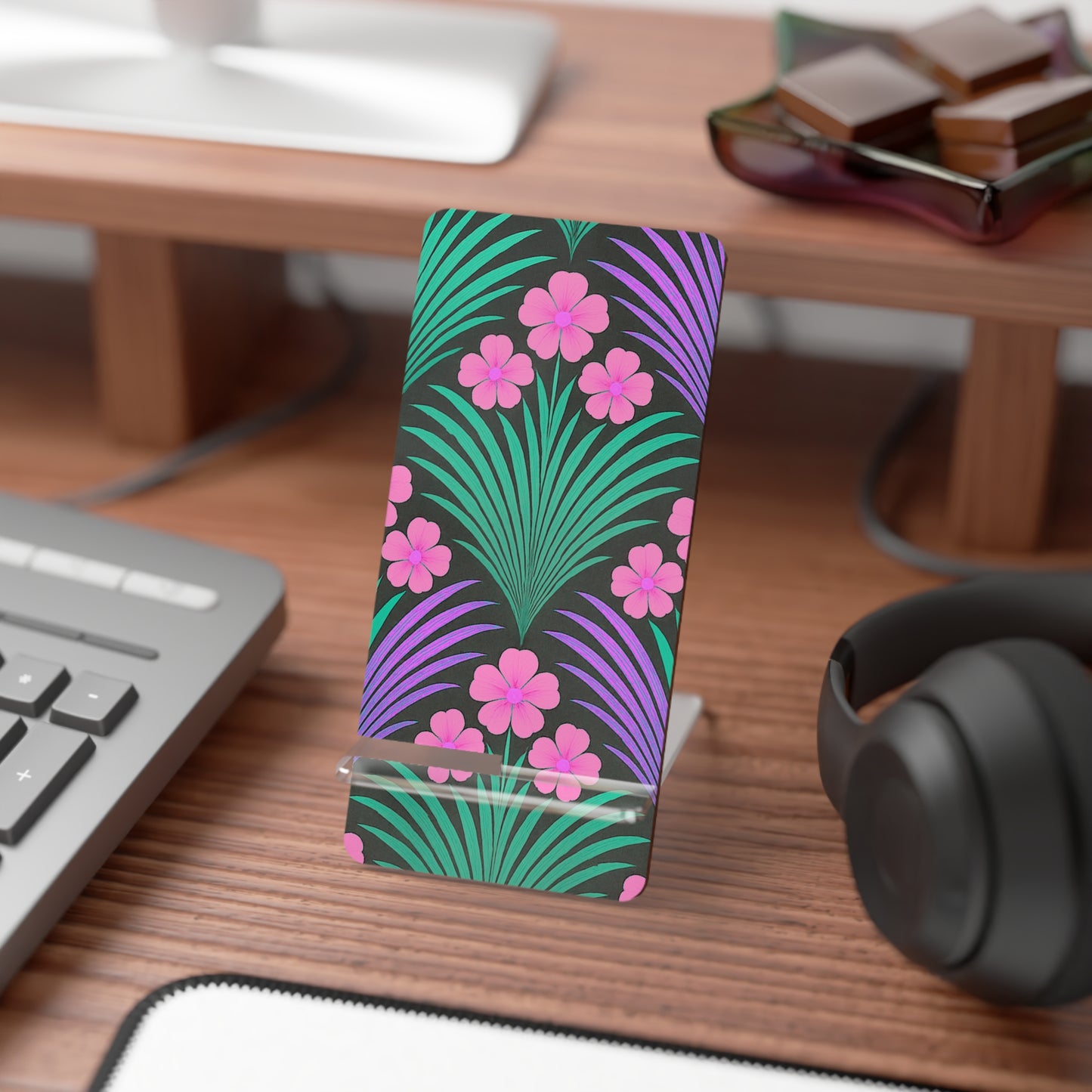 Tropical Smartphone Display Stand - Midnight Hibiscus Deco/Pink