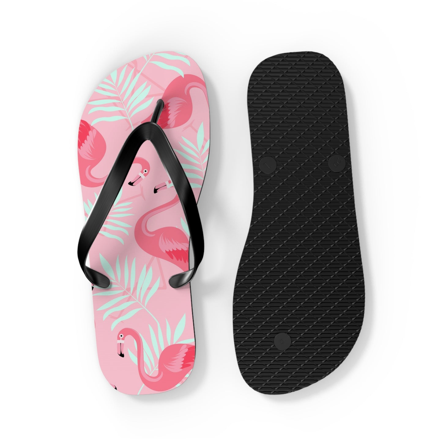 Flip Flops - Pink Flamingo / White Palms