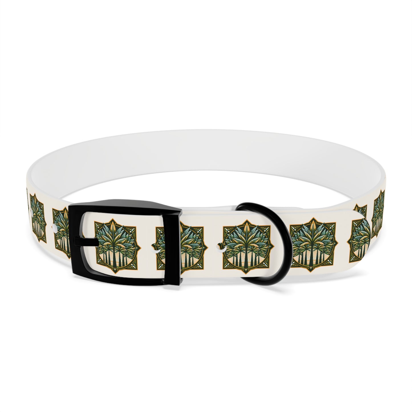 Dog Collar - Deco Palm Trees, Green/Brown