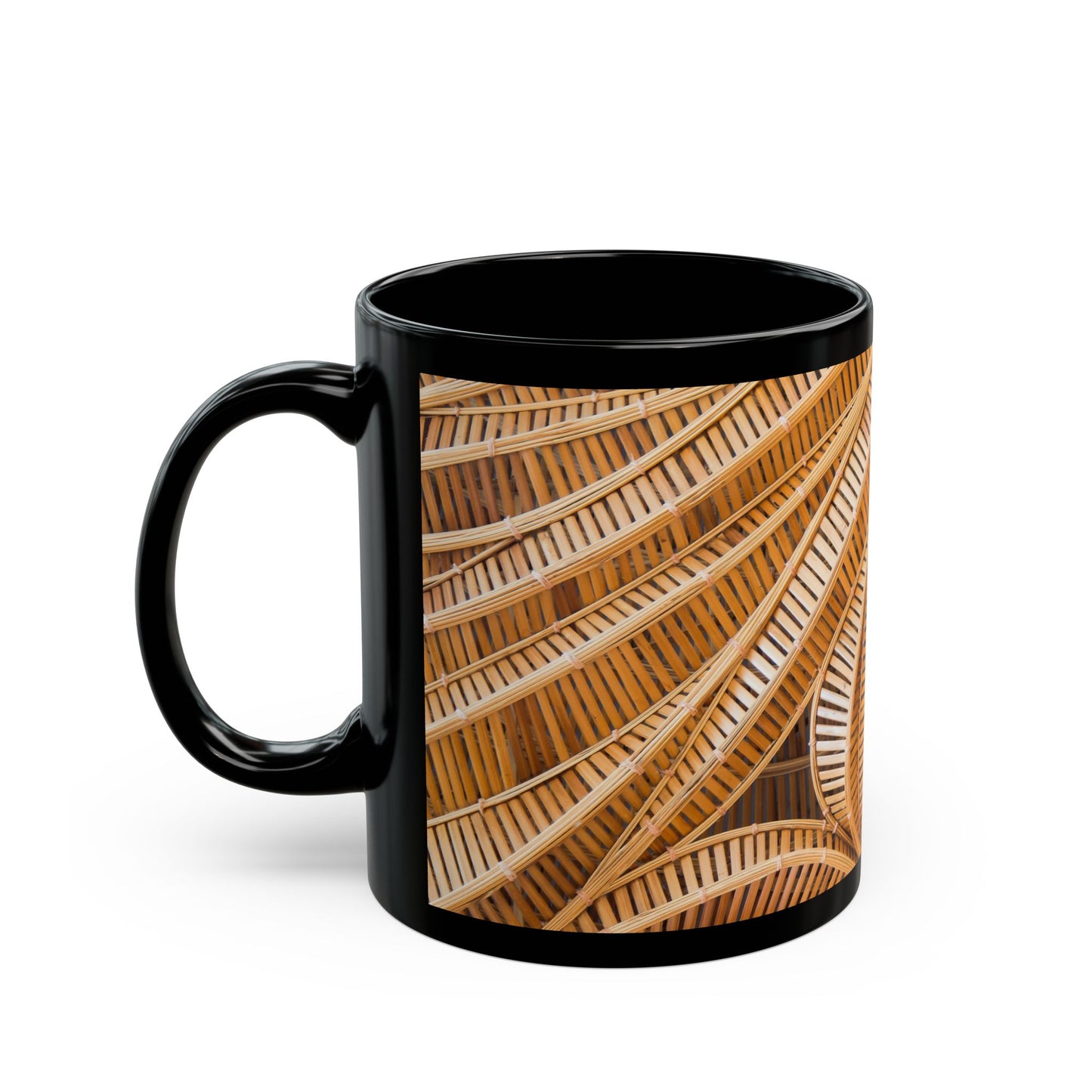 Natural Bamboo Spiral Black Coffee Mug