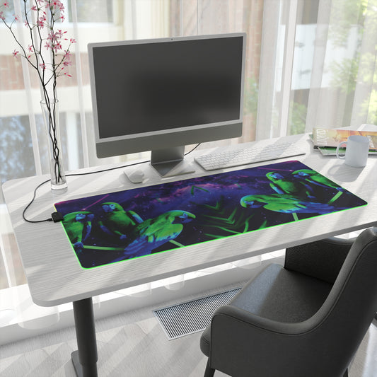 LED Gaming Mouse Pad With Vibrant RGB Lighting, 4 Sizes / Galactic Parrots