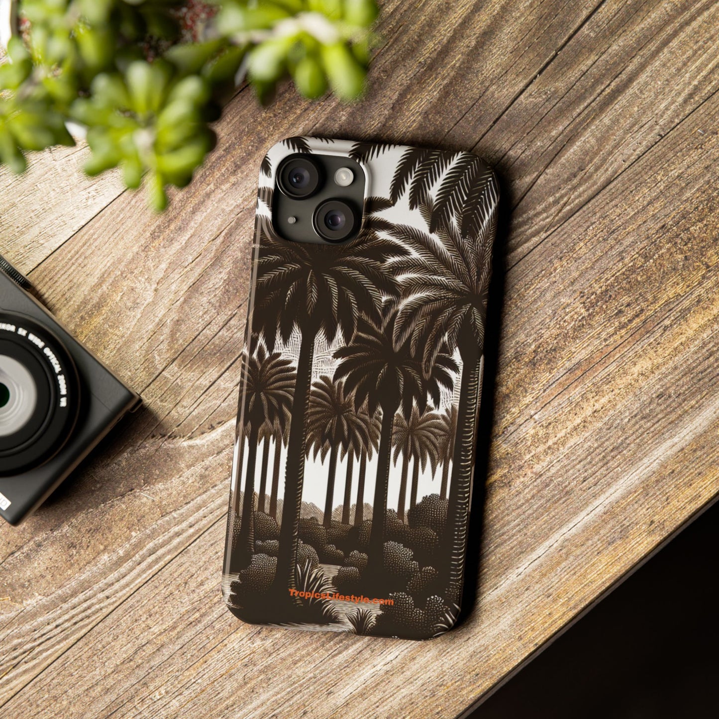 Slim Phone Cases - Woodcut Palm Grove