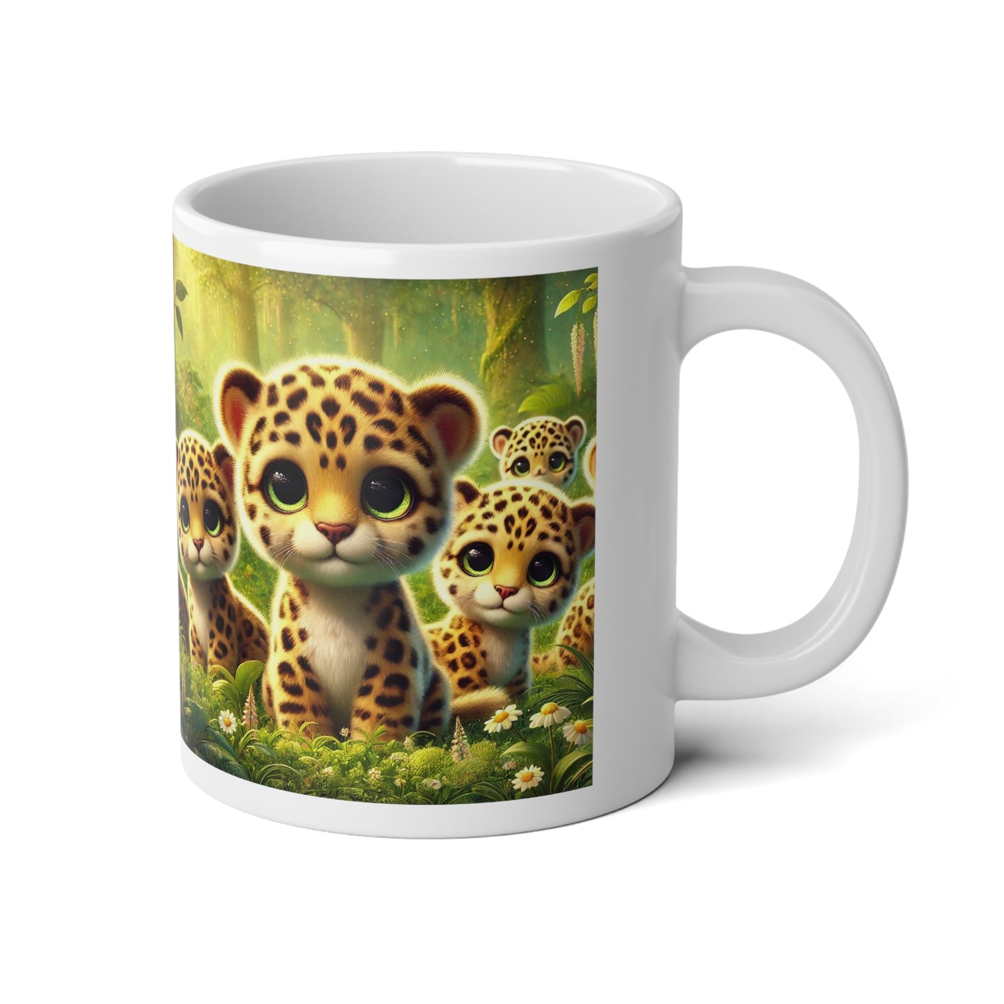 Jumbo Mug, 20oz, Rainforest Baby Jaguars | Tropical Coffee Cup