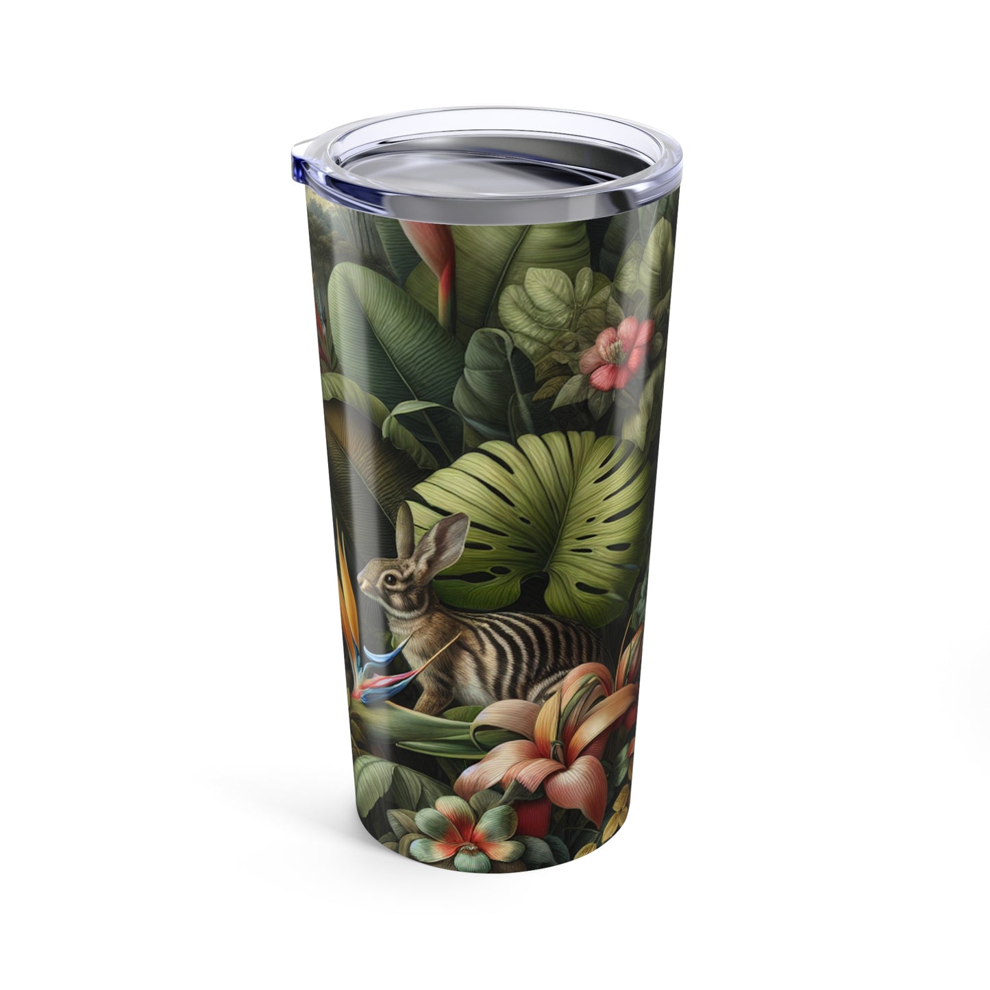 20oz Tropical Glossy Tumbler, Stainless Steel / Rainforest Rabbit Outing