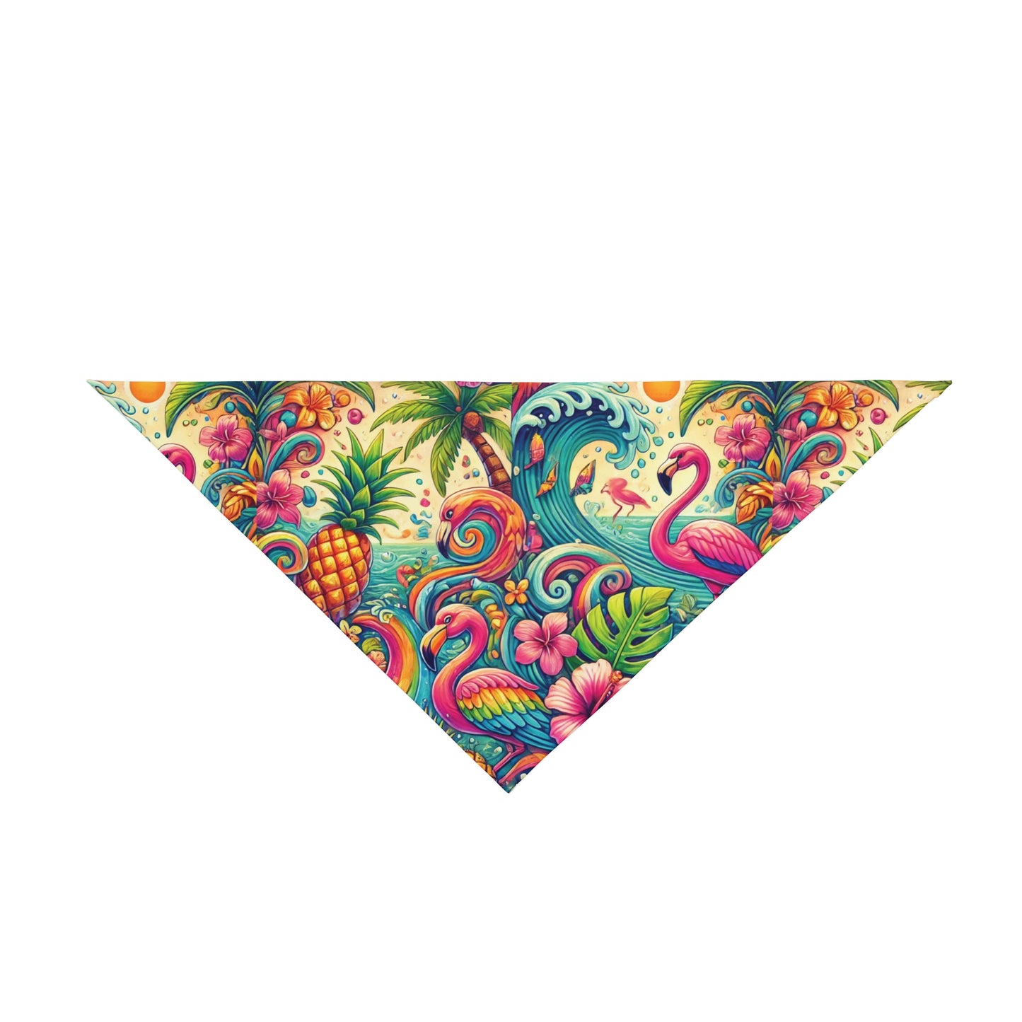Flamingo Waves Pet Bandana, 2 Sizes - Stylish accessory for dogs & cats