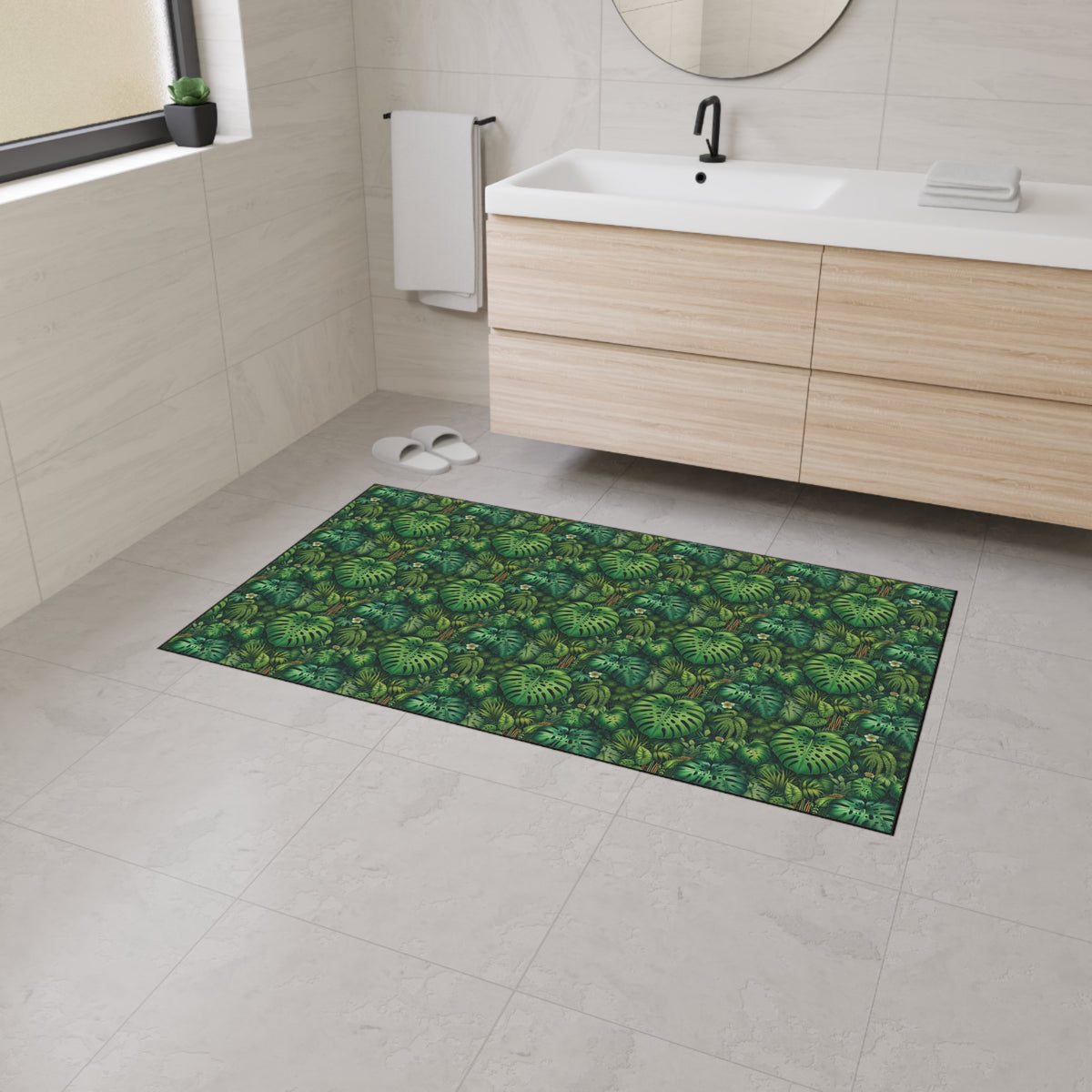 Heavy Duty Floor Mat, 5 Sizes – Tropical Area Rug for Home Décor / Rainforest Greenery