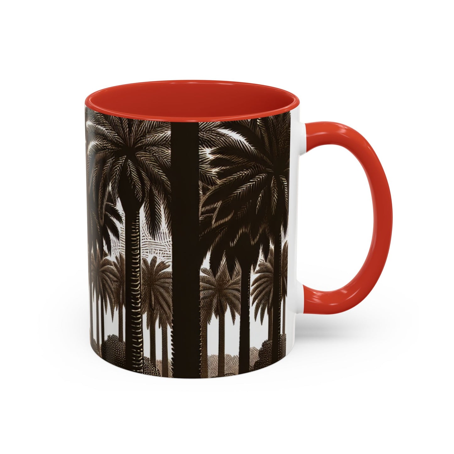 Accent Coffee Mug (11, 15oz) - Woodcut Palm Grove